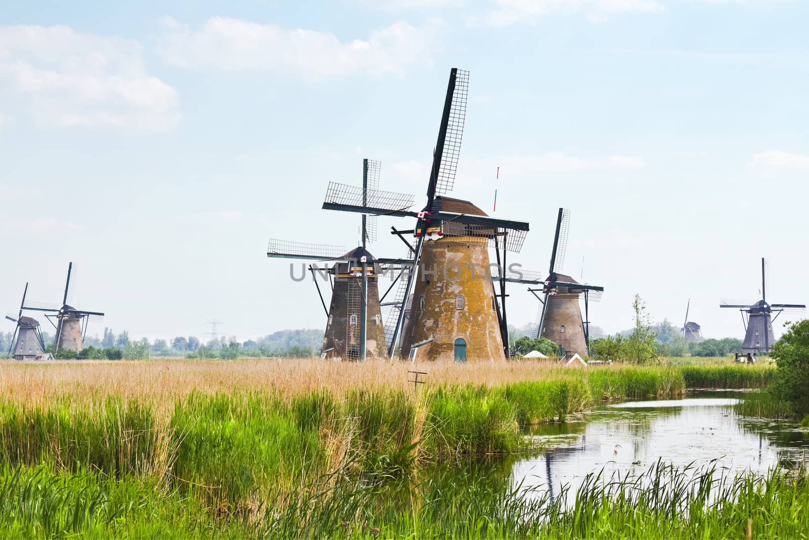 Eight from the nineteen windmills in Kinderdijk by Colette