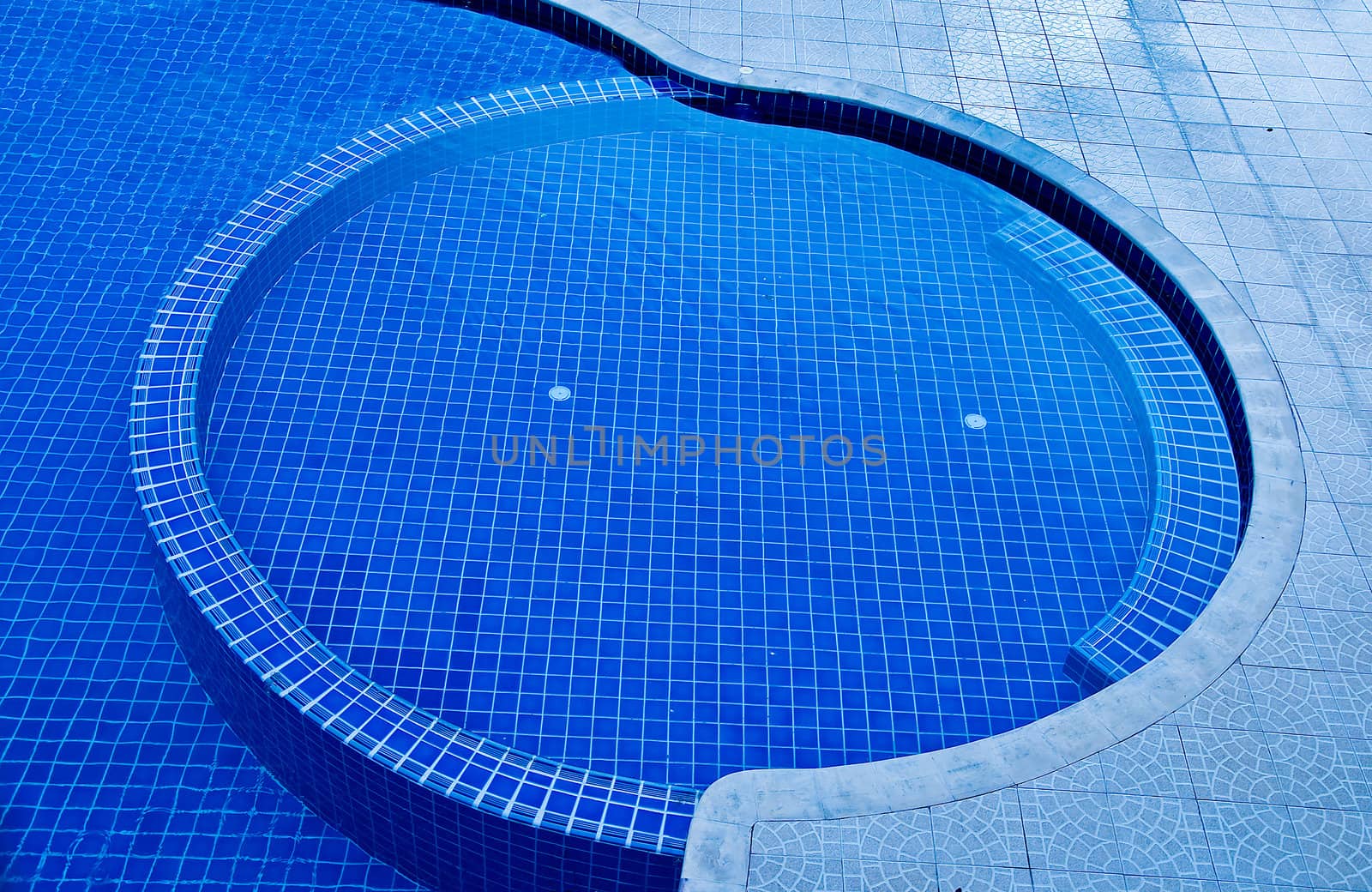 The Swimming pool with mixed blue tile mosaic