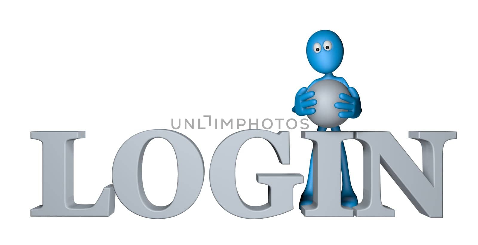 blue guy and the word login - 3d illustration