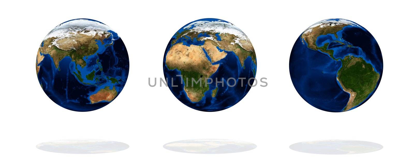 Set of earth isolated on white background