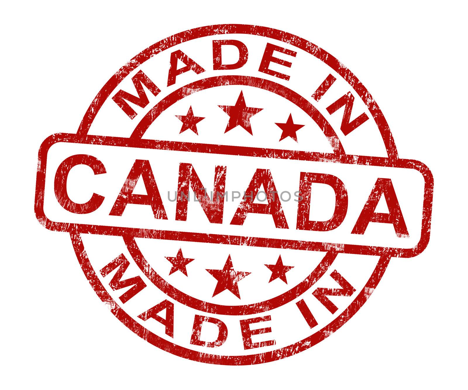 Made In Canada Stamp Showing Canadian Product Or Produce