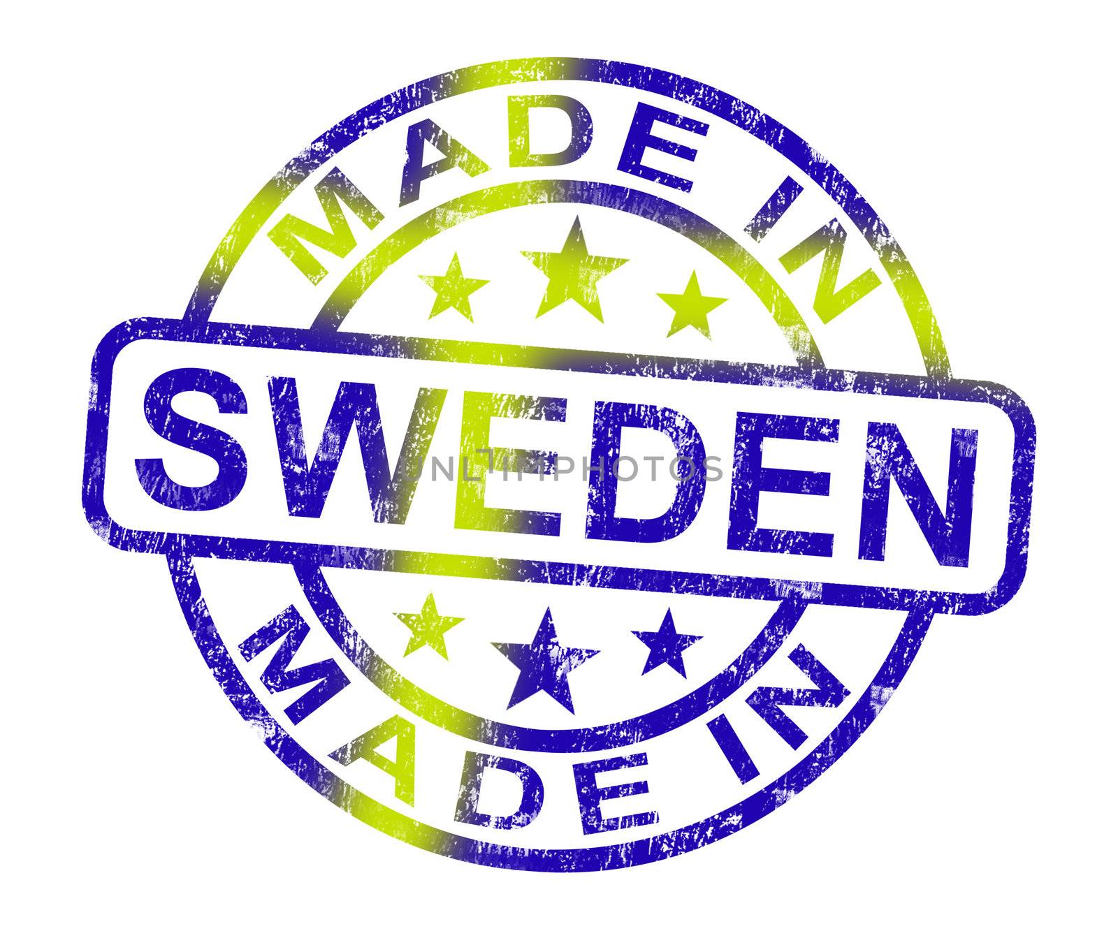 Made In Sweden Stamp Showing Swedish Product Or Produce