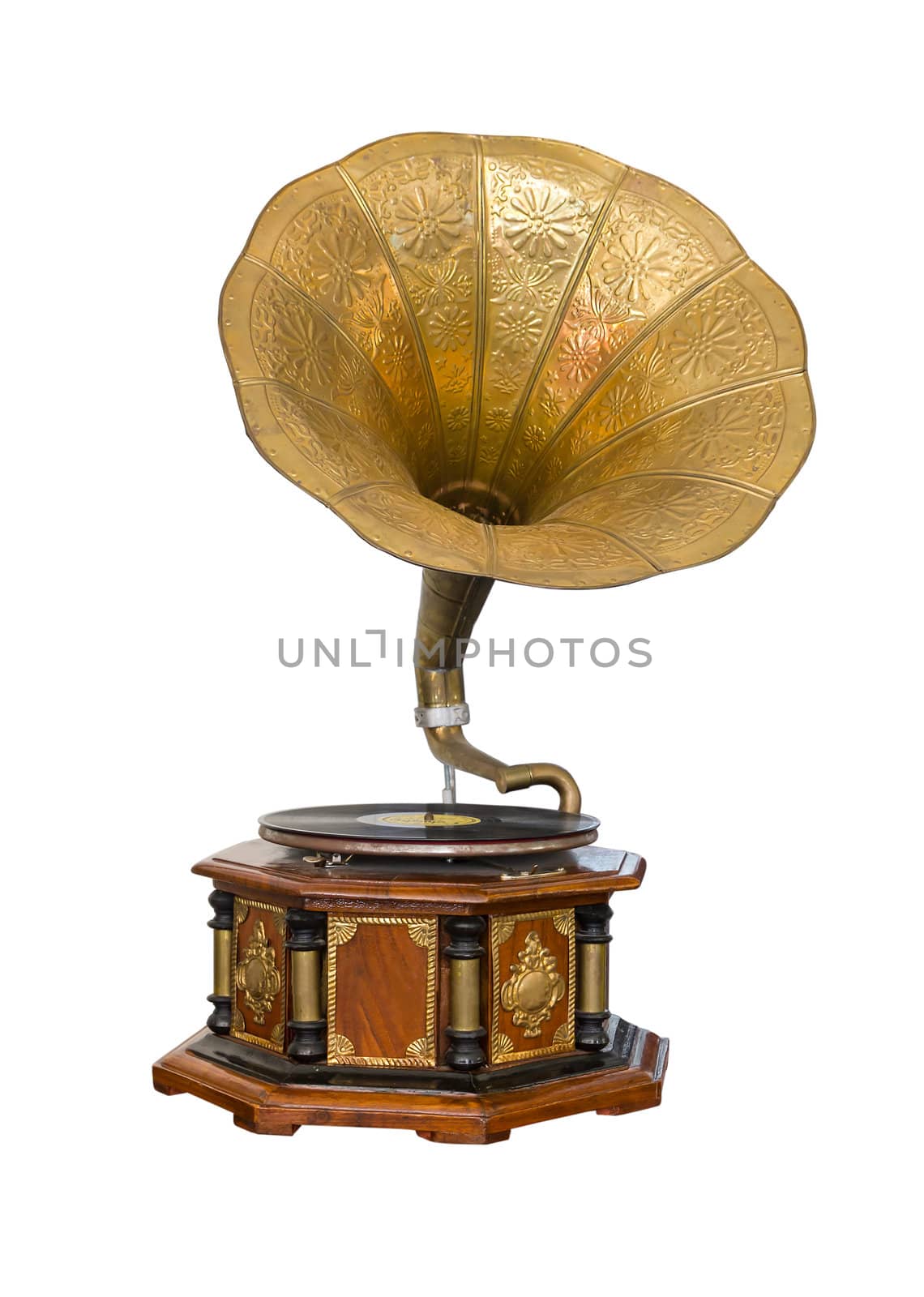 Vintage Gramophone isolated on white background