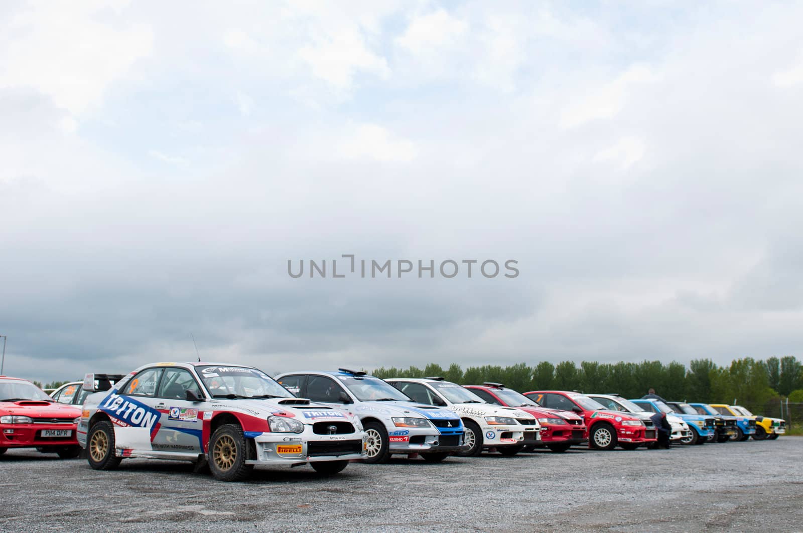 MALLOW, IRELAND - MAY 19: Park Ferme before the start of The Jim Walsh Cork Forest Rally on May 19, 2012 in Mallow, Ireland. 4th round of the Valvoline National Forest Rally Championship.