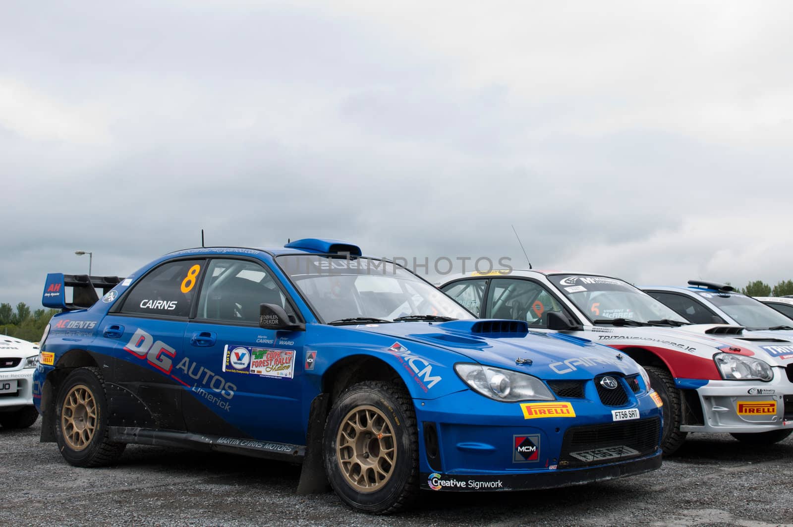 MALLOW, IRELAND - MAY 19: M. Cairns Subaru Impreza in Park Ferme at The Jim Walsh Cork Forest Rally on May 19, 2012 in Mallow, Ireland. 4th round of the Valvoline National Forest Rally Championship.