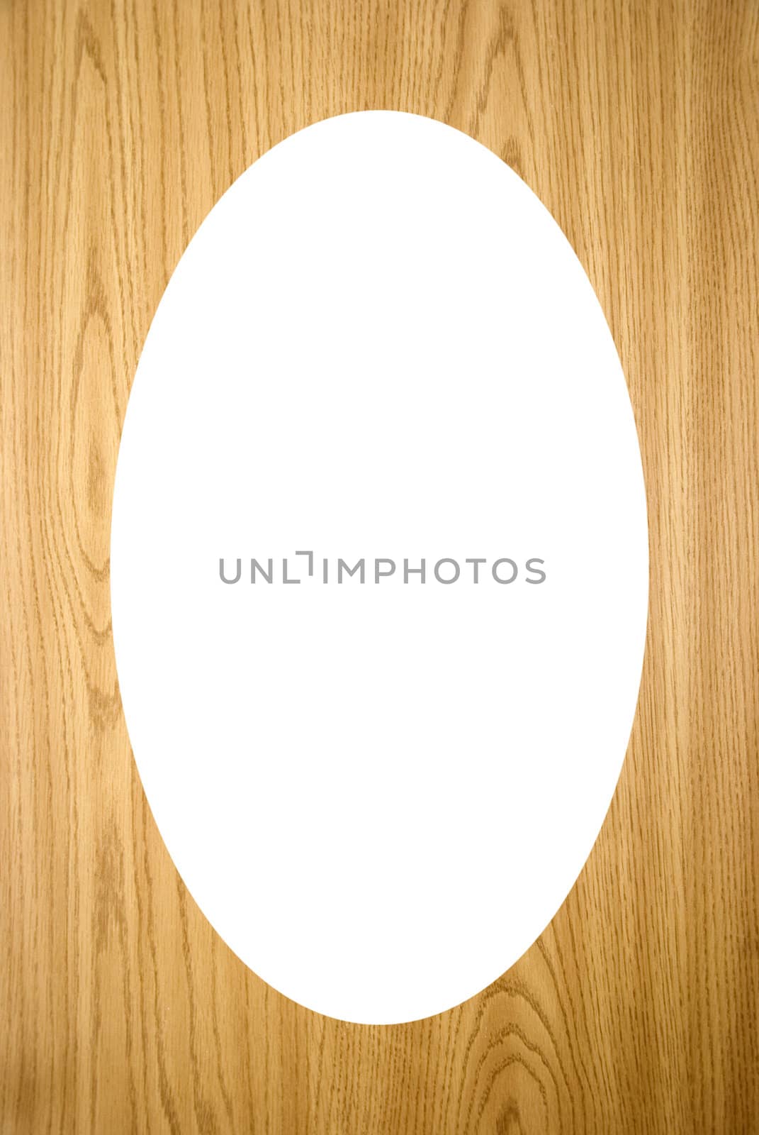 Isolated white oval on wood imitation background by sauletas