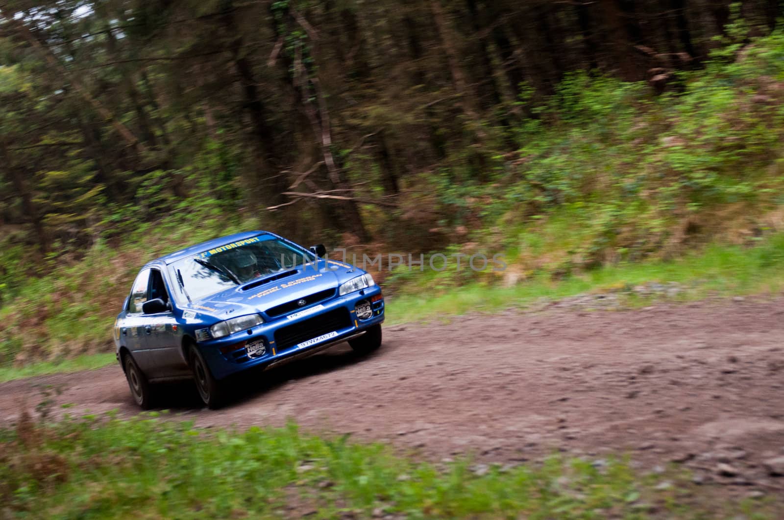 MALLOW, IRELAND - MAY 19: D. Creedon driving Subaru Impreza at the Jim Walsh Cork Forest Rally on May 19, 2012 in Mallow, Ireland. 4th round of the Valvoline National Forest Rally Championship.