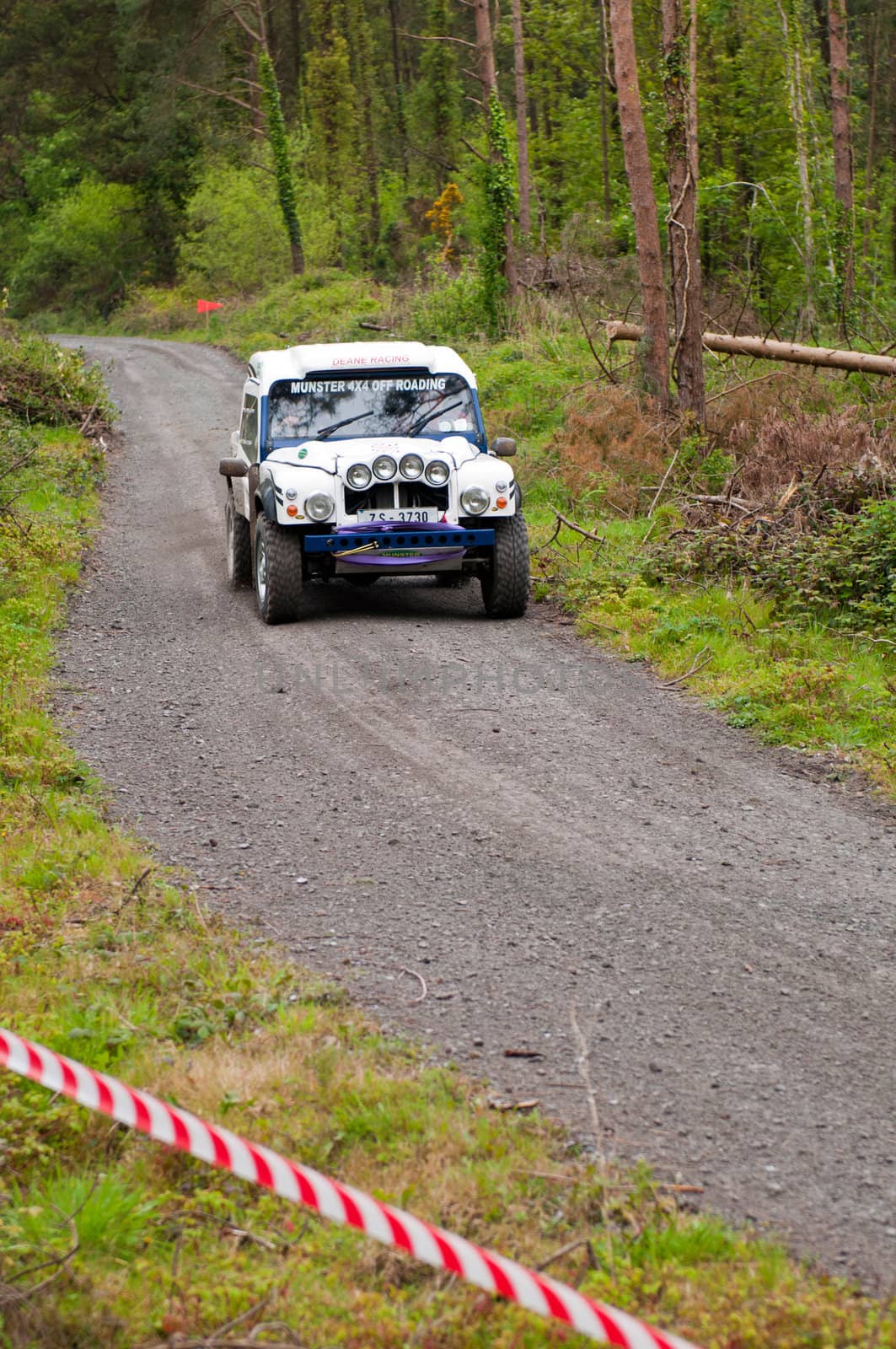 MALLOW, IRELAND - MAY 19: unidentified driver on Land Rover Tomcat at the Jim Walsh Cork Forest Rally on May 19, 2012 in Mallow, Ireland. 4th round of the Valvoline National Forest Rally Championship.