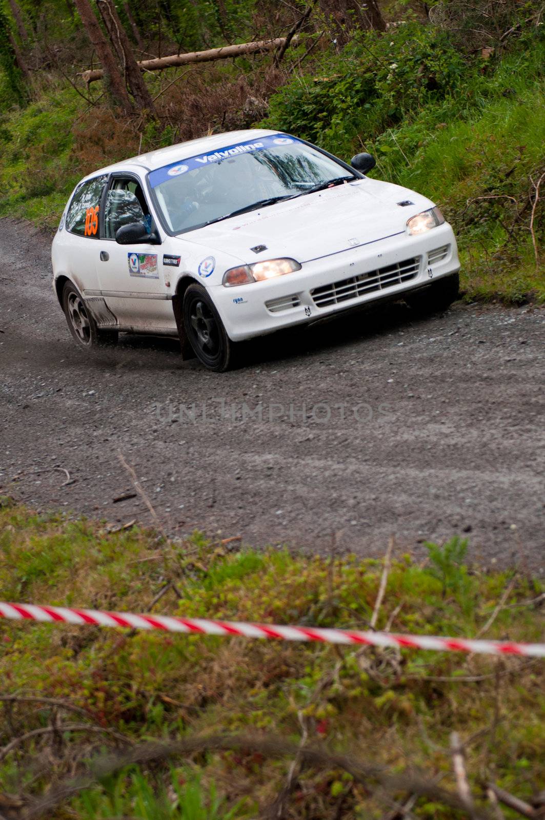 MALLOW, IRELAND - MAY 19: M. Ryan driving Honda Civic at the Jim Walsh Cork Forest Rally on May 19, 2012 in Mallow, Ireland. 4th round of the Valvoline National Forest Rally Championship.