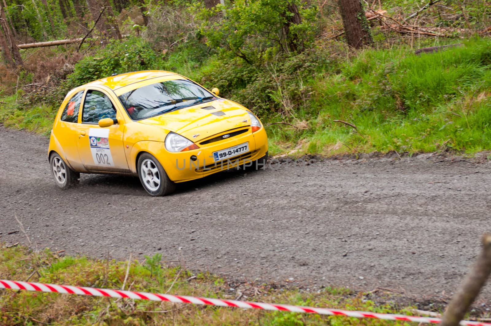 MALLOW, IRELAND - MAY 19: unidentified driver on Ford Ka at the Jim Walsh Cork Forest Rally on May 19, 2012 in Mallow, Ireland. 4th round of the Valvoline National Forest Rally Championship.