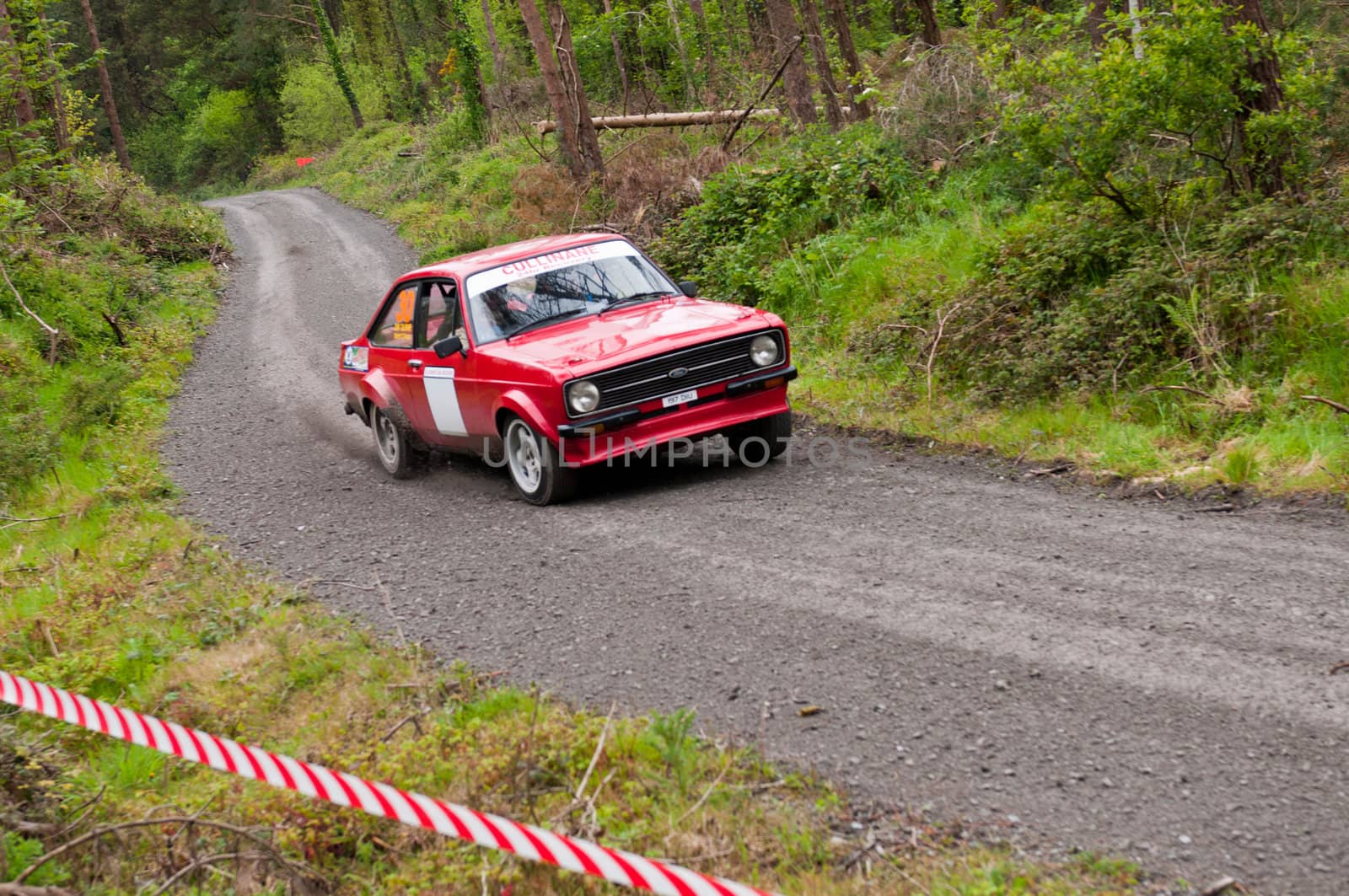 MALLOW, IRELAND - MAY 19: J. Cullinane driving Ford Escort at the Jim Walsh Cork Forest Rally on May 19, 2012 in Mallow, Ireland. 4th round of the Valvoline National Forest Rally Championship.