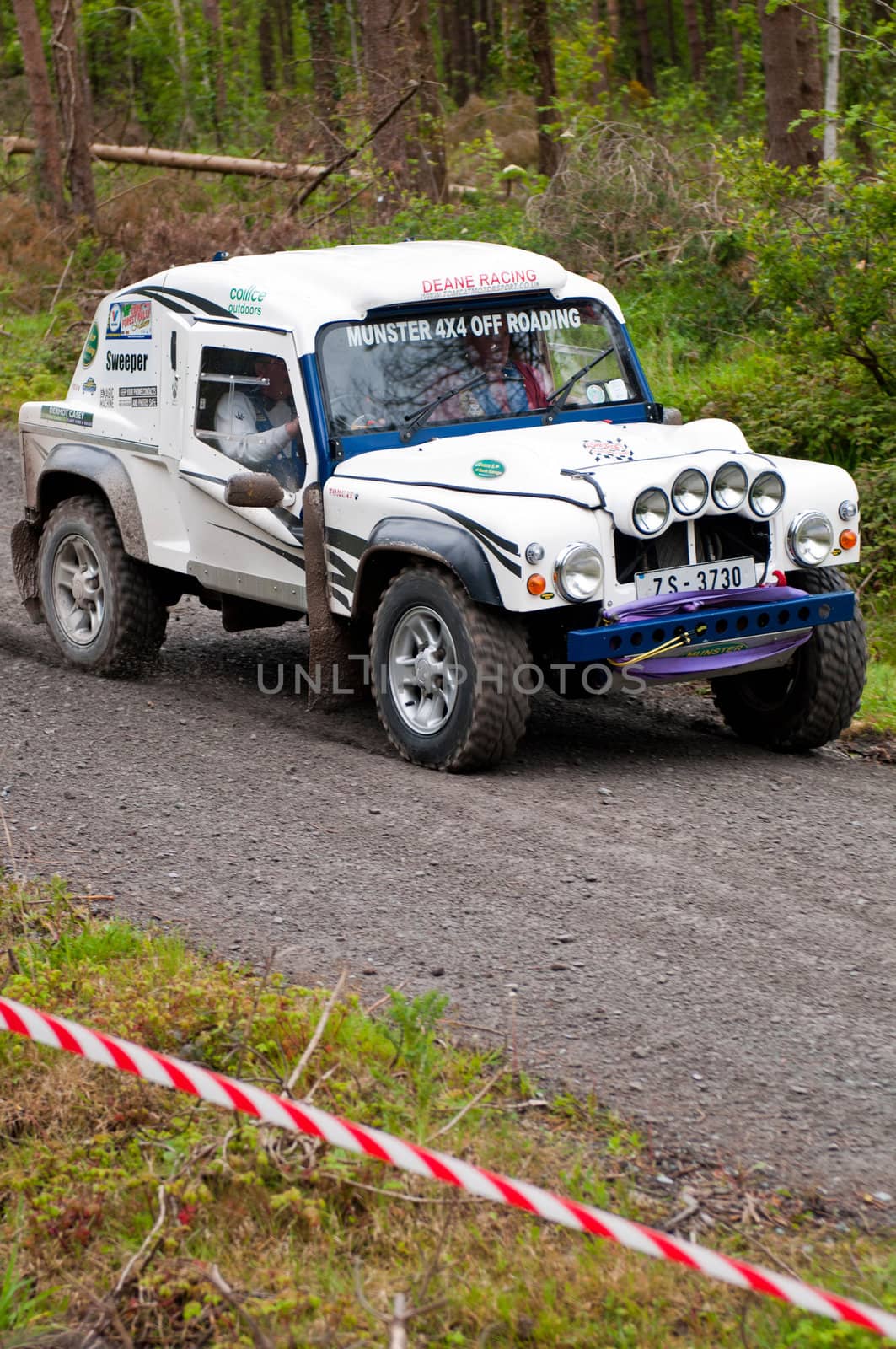 MALLOW, IRELAND - MAY 19: unidentified driver on Land Rover Tomcat at the Jim Walsh Cork Forest Rally on May 19, 2012 in Mallow, Ireland. 4th round of the Valvoline National Forest Rally Championship.