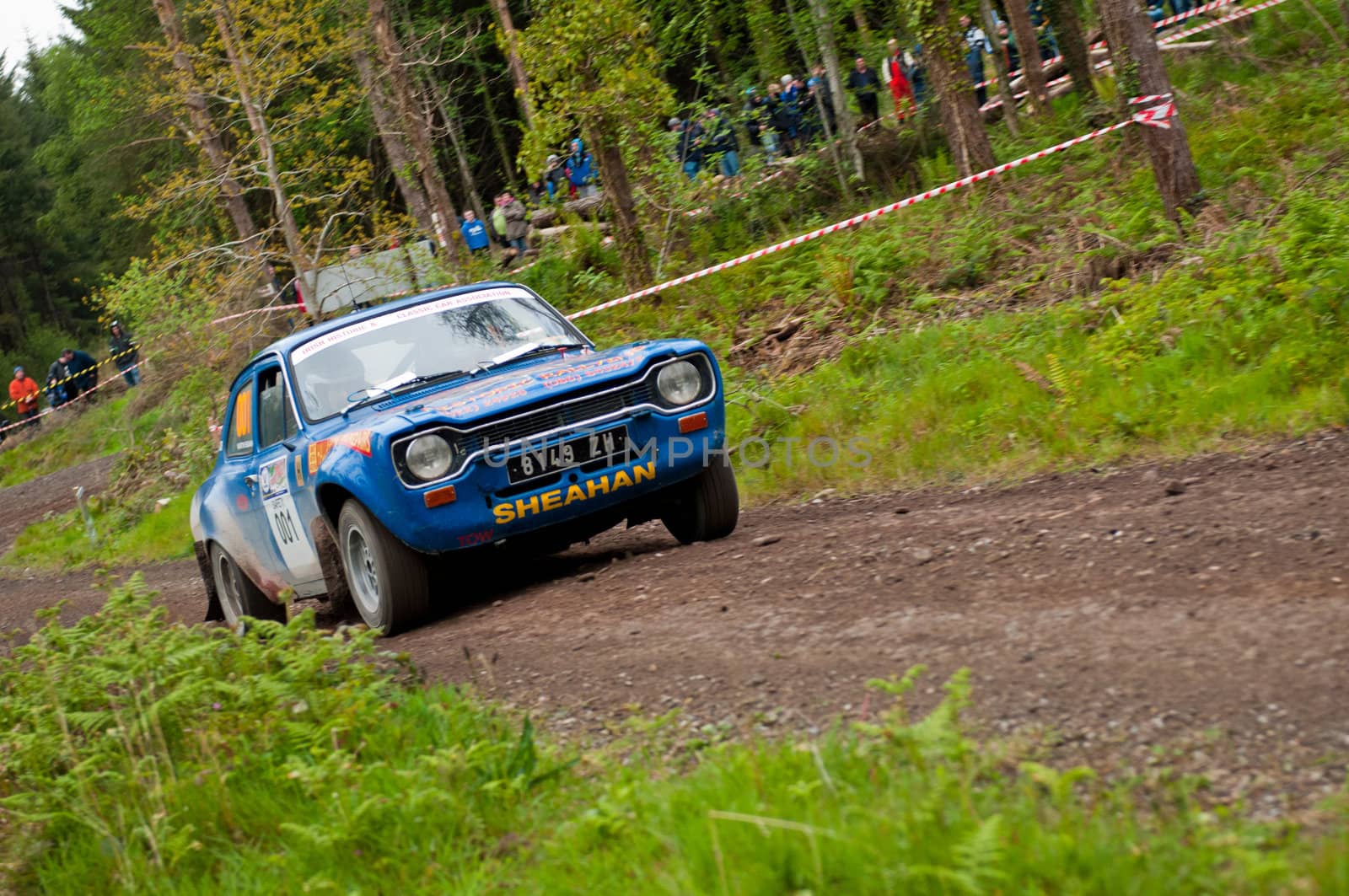 MALLOW, IRELAND - MAY 19: M. Sheahan driving Ford Escort at the Jim Walsh Cork Forest Rally on May 19, 2012 in Mallow, Ireland. 4th round of the Valvoline National Forest Rally Championship.