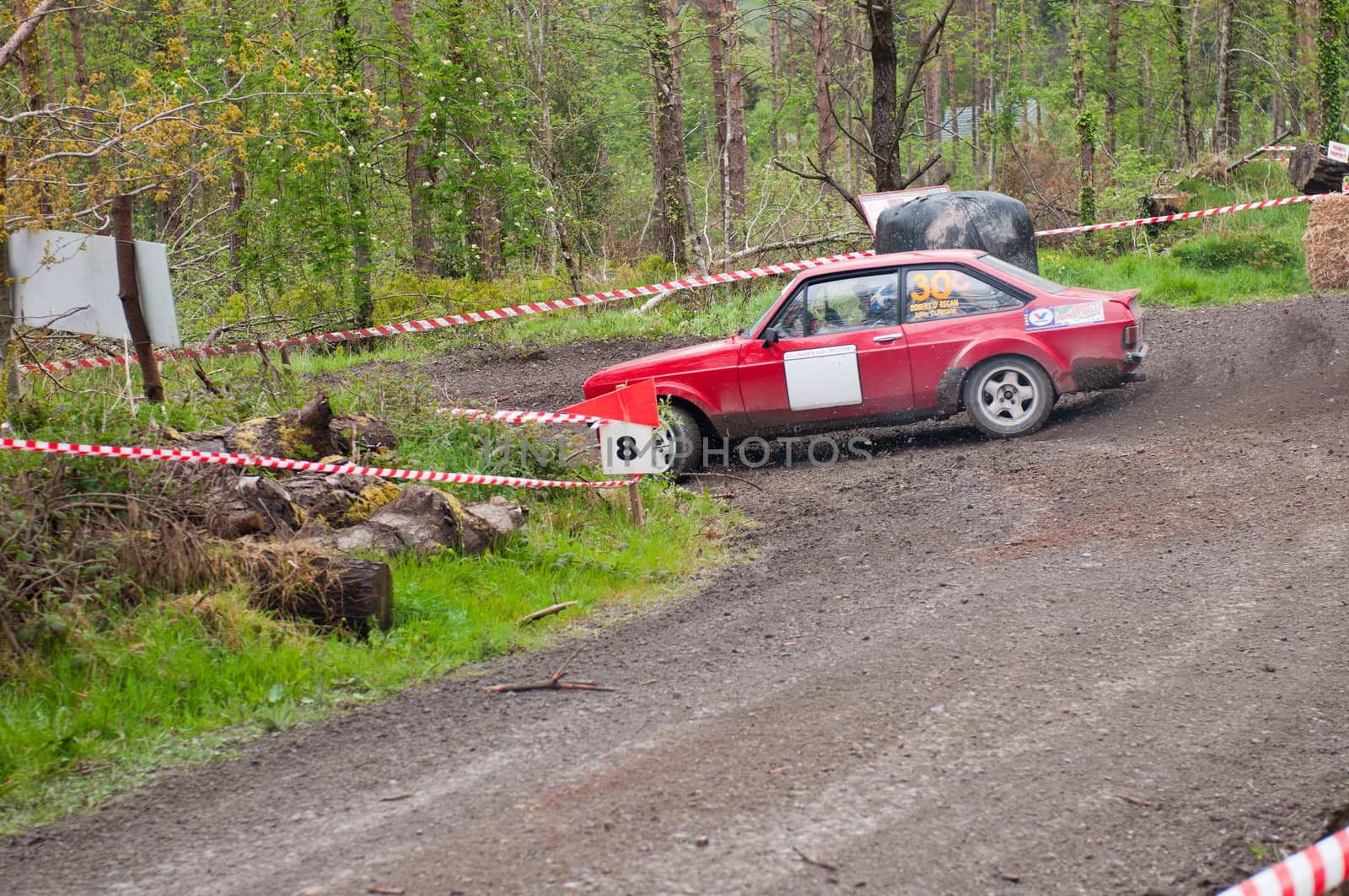 MALLOW, IRELAND - MAY 19: J. Cullinane driving Ford Escort at the Jim Walsh Cork Forest Rally on May 19, 2012 in Mallow, Ireland. 4th round of the Valvoline National Forest Rally Championship.