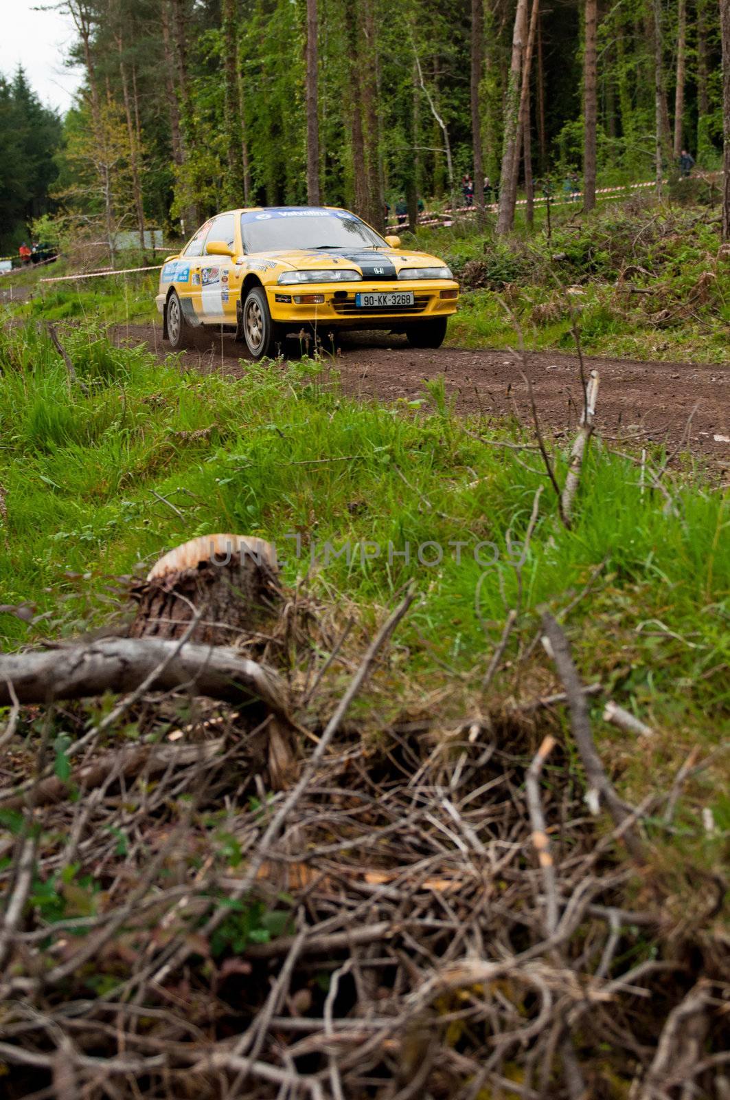 MALLOW, IRELAND - MAY 19: C. Butler driving Honda Integra at the Jim Walsh Cork Forest Rally on May 19, 2012 in Mallow, Ireland. 4th round of the Valvoline National Forest Rally Championship.