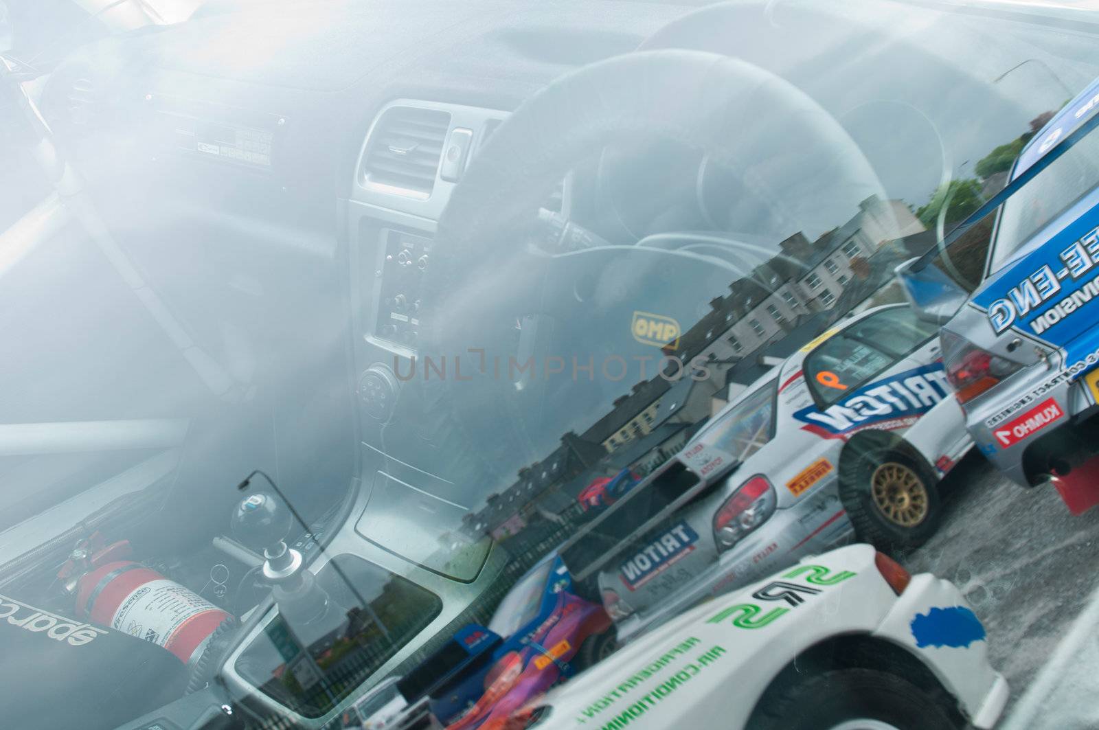 MALLOW, IRELAND - MAY 19: J. Connors Subaru Impreza interior at Park Ferme, Jim Walsh Cork Forest Rally on May 19, 2012 in Mallow, Ireland. 4th round of the Valvoline National Forest Rally Championship.