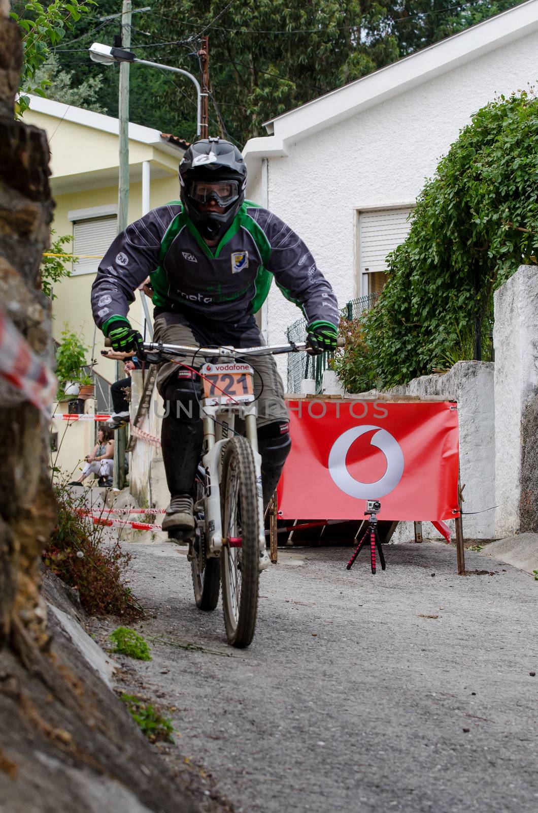 PENACOVA, PORTUGAL - MAY 27: Samuel Cebola during the Taca de Portugal Downhill Urbano Vodafone on may 27, 2012 in Penacova, Portugal.