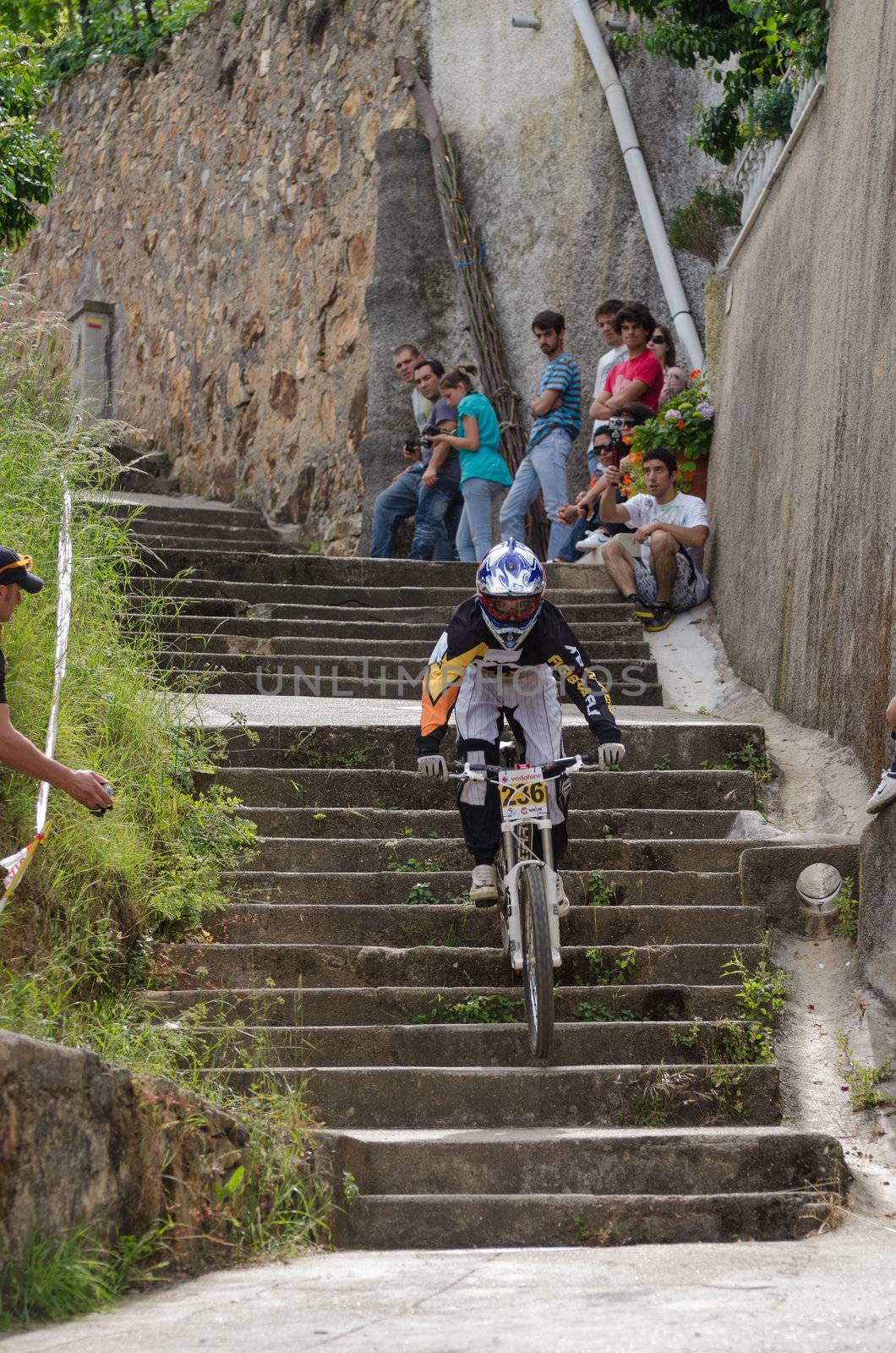 PENACOVA, PORTUGAL - MAY 27: Fabio Loureiro during the Taca de Portugal Downhill Urbano Vodafone on may 27, 2012 in Penacova, Portugal.