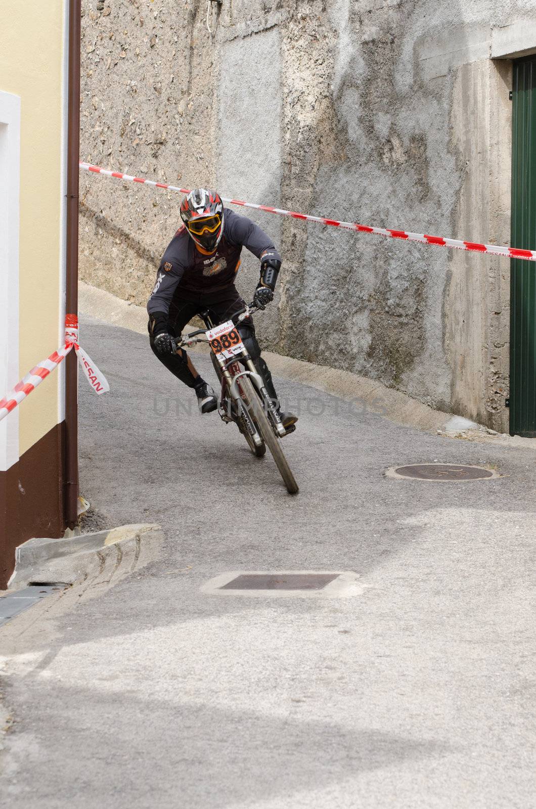 PENACOVA, PORTUGAL - MAY 27: Mario Frazao during the Taca de Portugal Downhill Urbano Vodafone on may 27, 2012 in Penacova, Portugal.