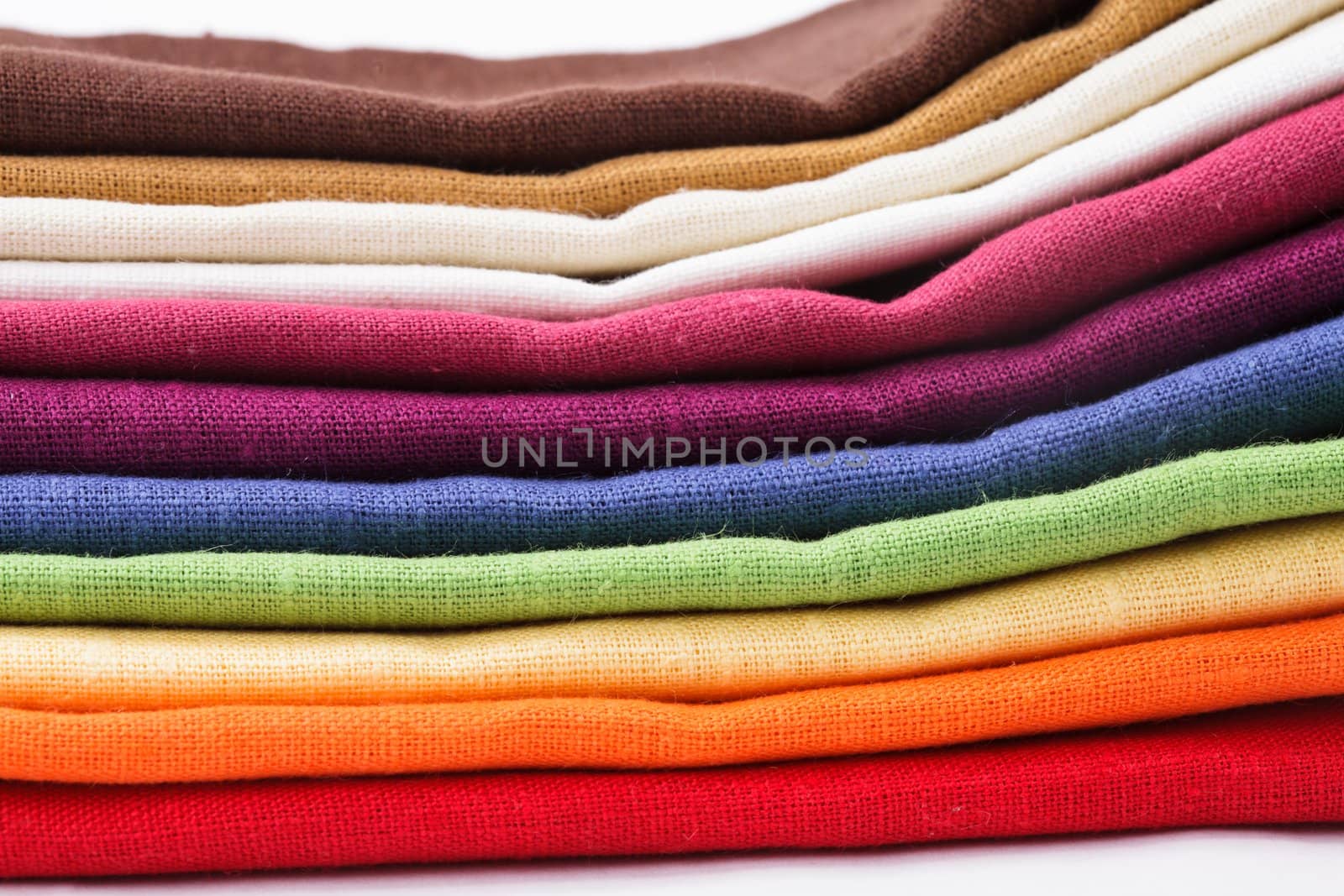 Colourful flax texrile heap for a tableware