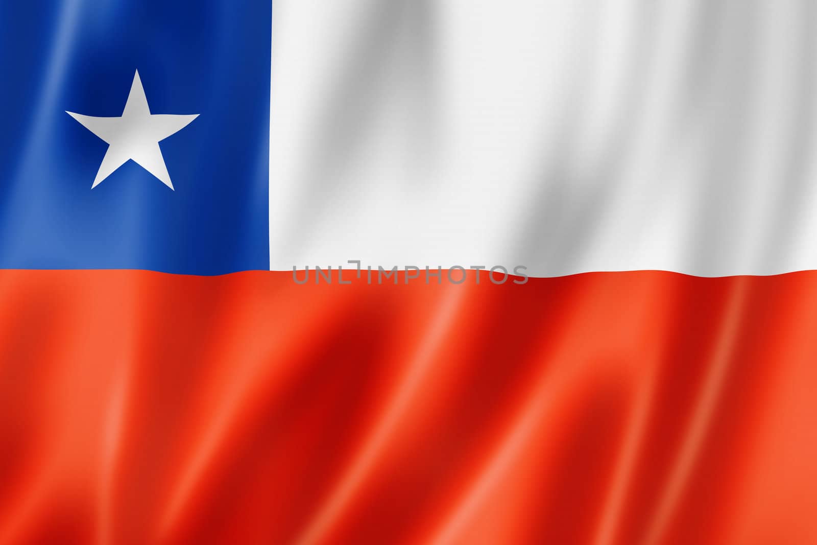 Chile flag, three dimensional render, satin texture