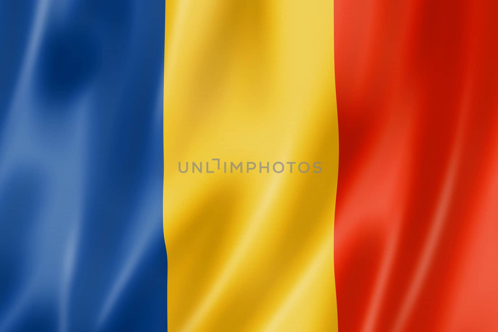 Romania flag, three dimensional render, satin texture