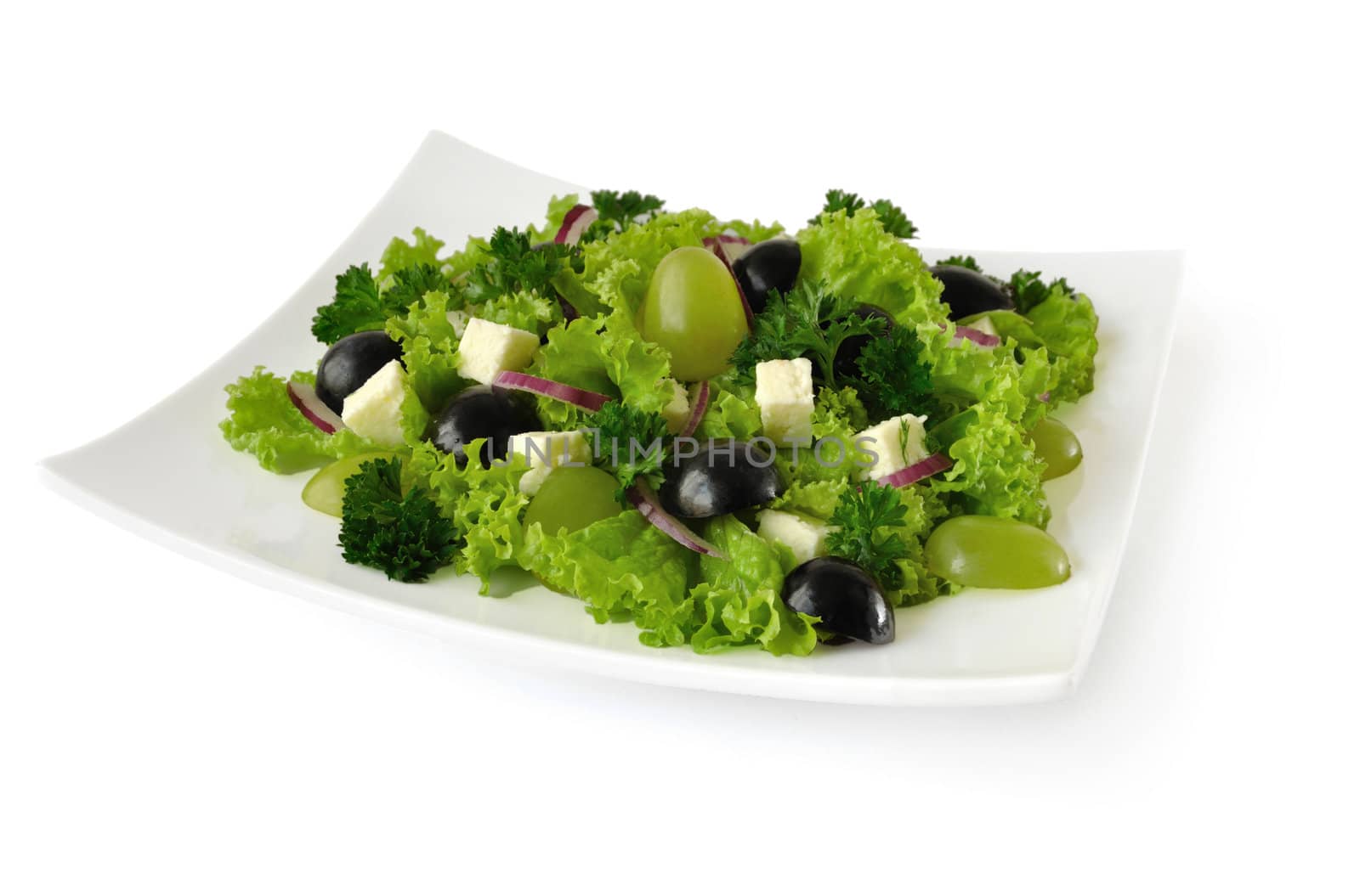 Salad of lettuce with cheese and grapes by Apolonia