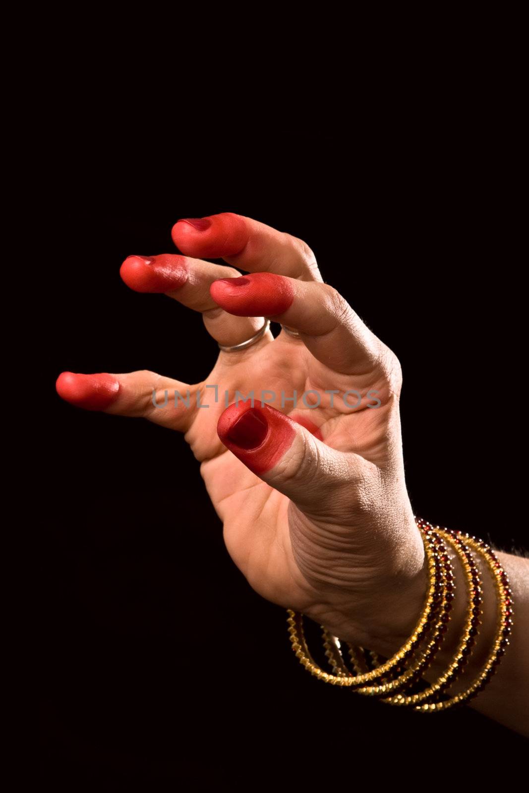Woman hand showing Padmakosha hasta (meaning "Lotus bud") of indian classic dance Bharata Natyam