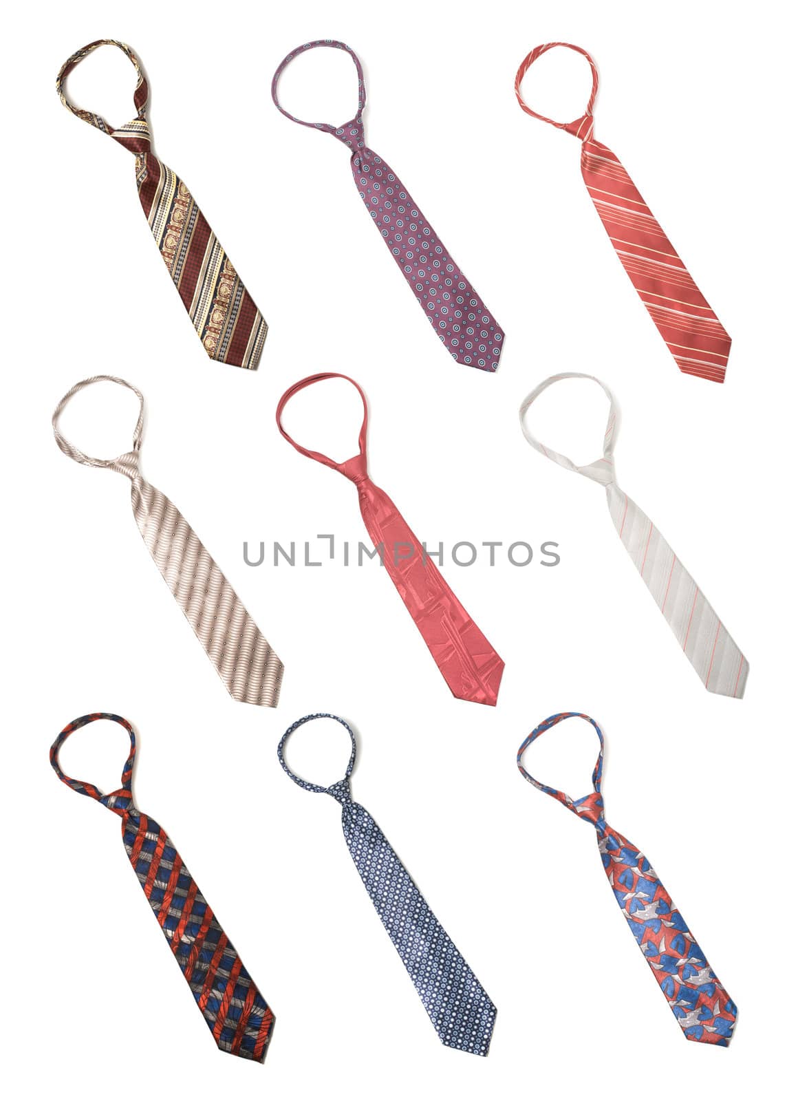 Set of man's ties isolated by dimol