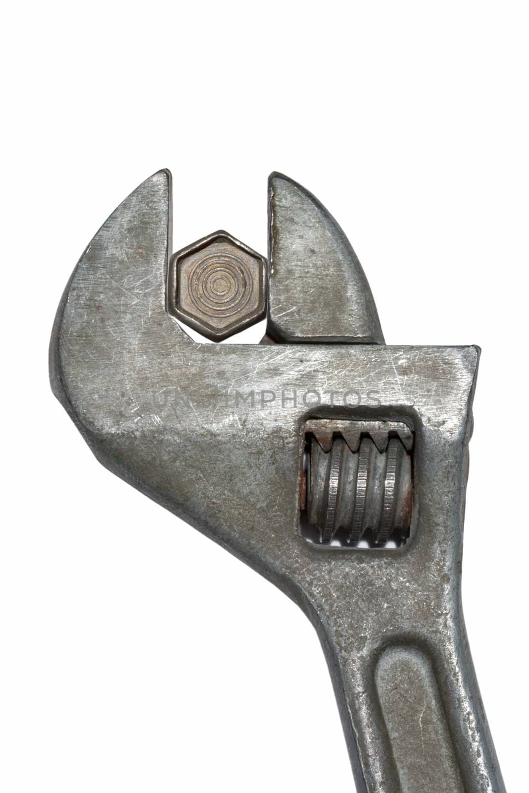 Old adjustable spanner with bolt by dimol