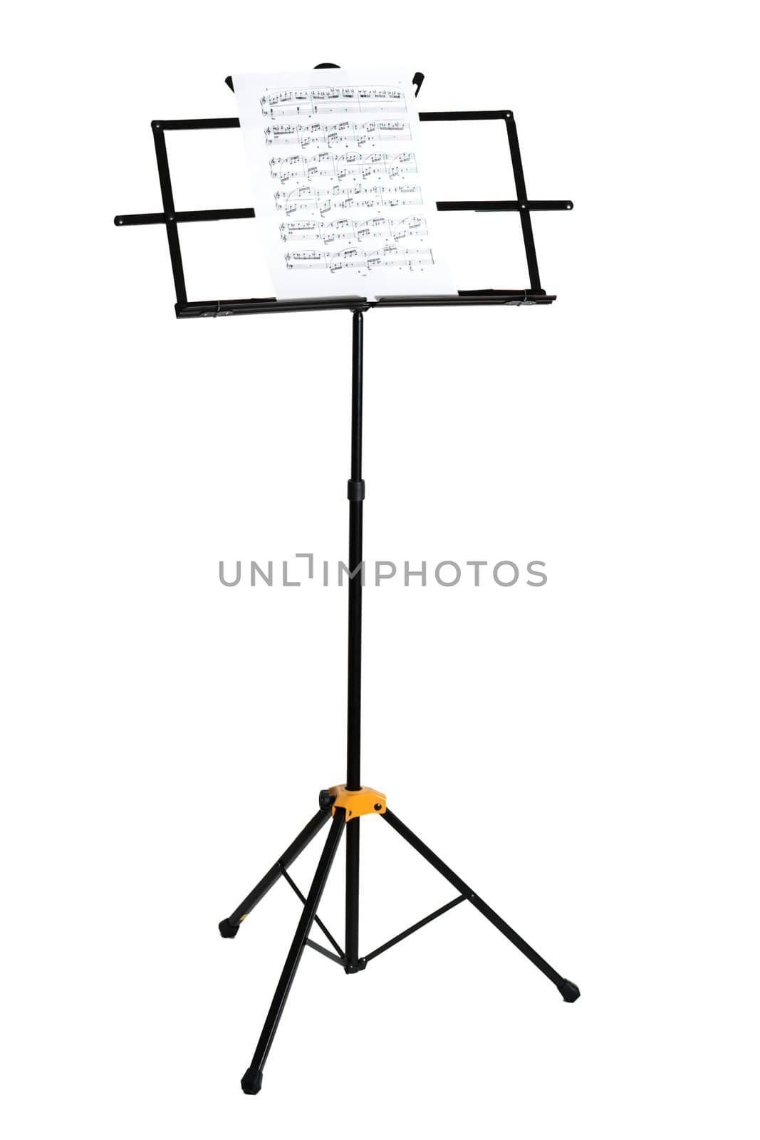 Music stand with piano notes isolated by dimol