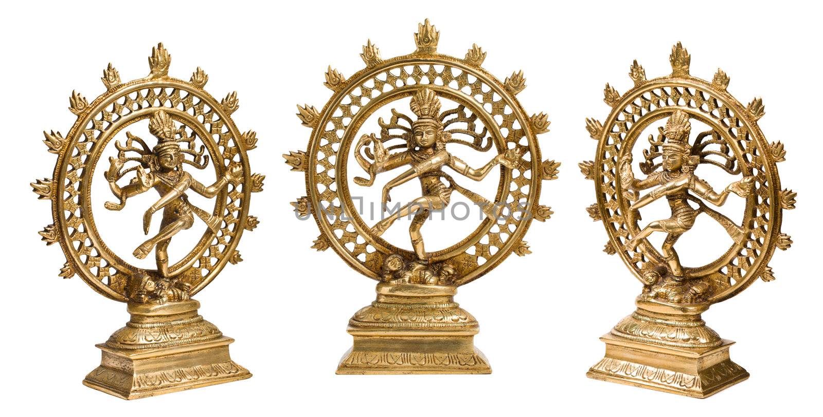 Statues of indian hindu god Shiva Nataraja - Lord of Dance isolated on white