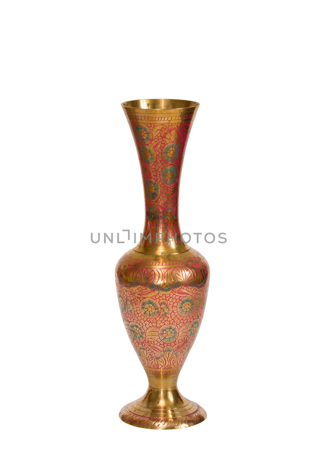 Brass stamped vase isolated by dimol