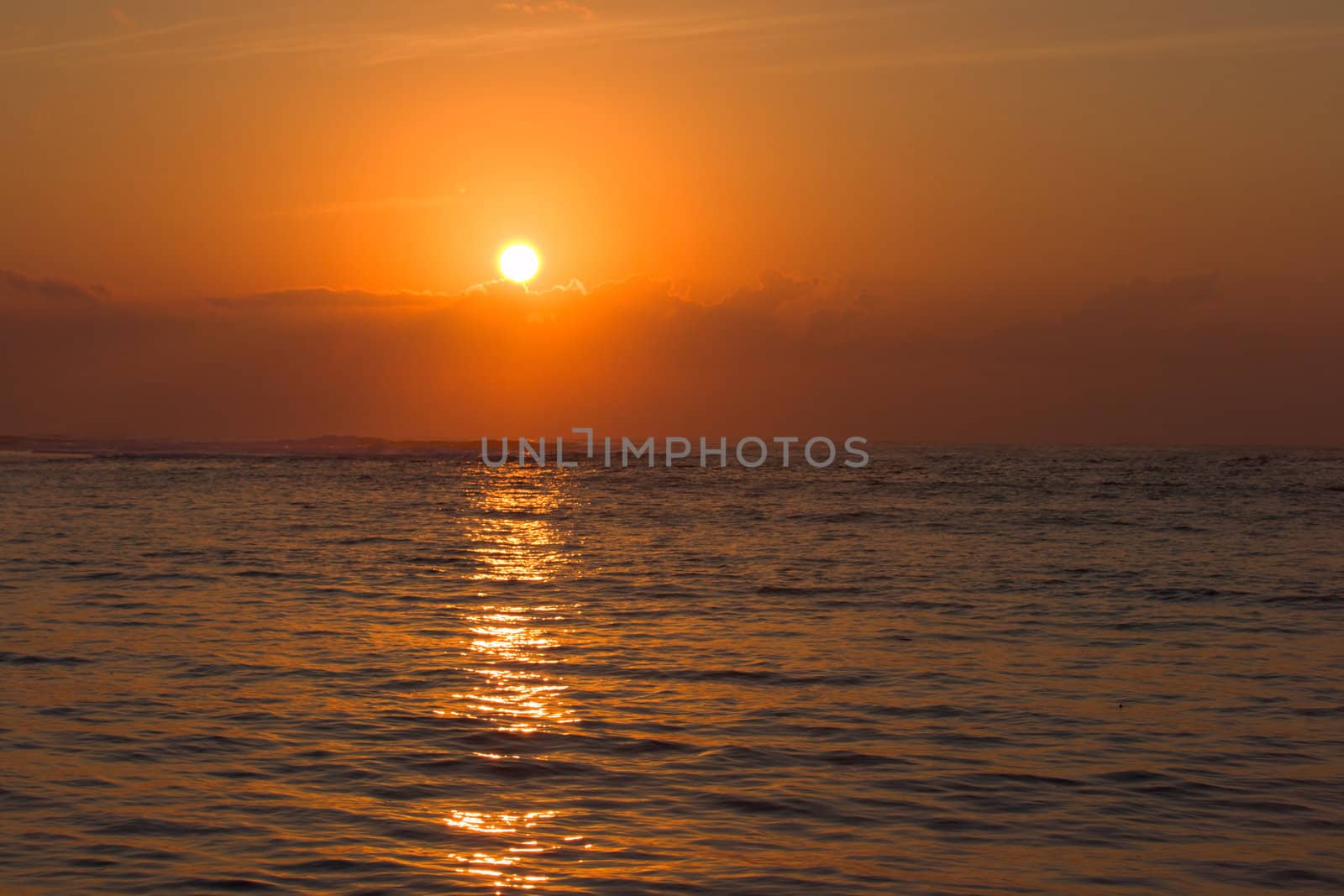 Calm ocean during tropical sunrise