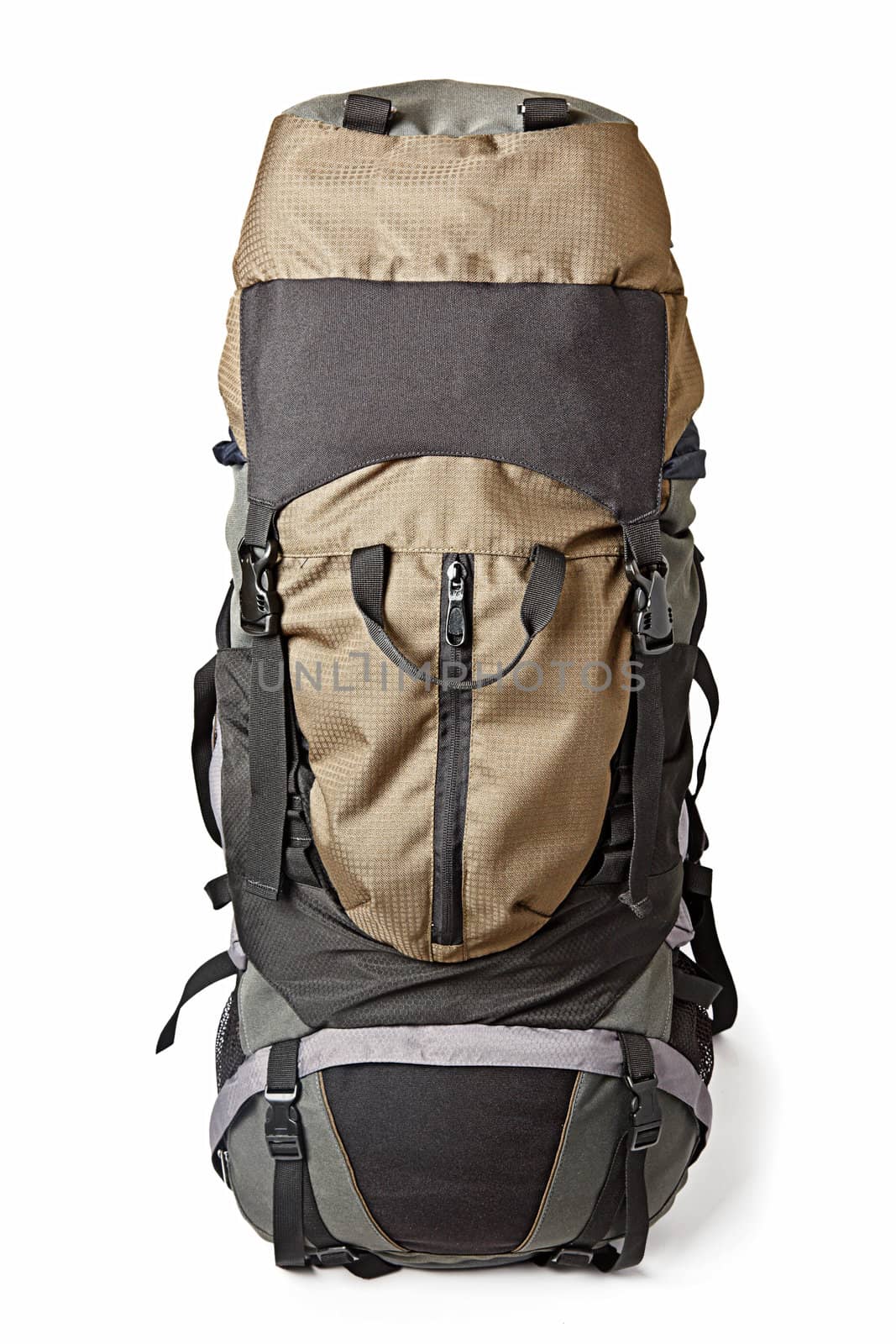 Trekking backpack (rucksack) isolated on white background