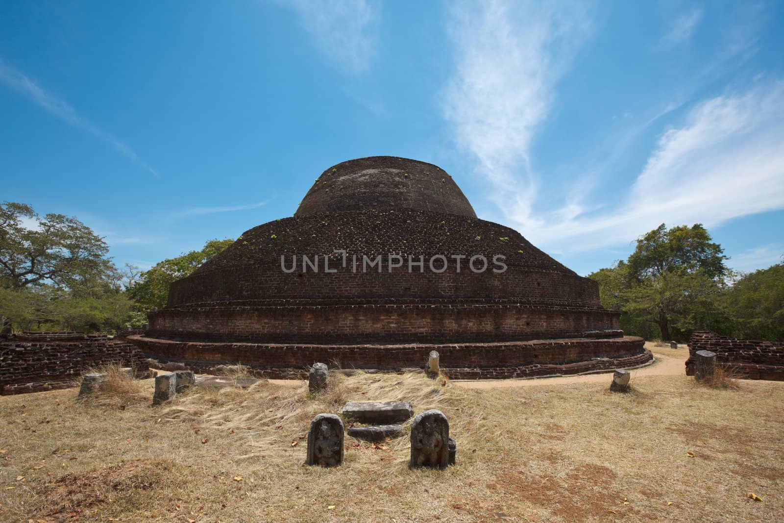 Ancient Buddhist dagoba (stupe) Pabula Vihara. Ancient city of Pollonaruwa, Sri Lanka