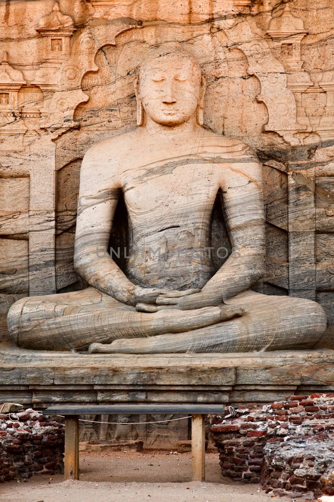 Ancient sitting Buddha image, Gal Vihara, Polonnaruwa, Sri Lanka