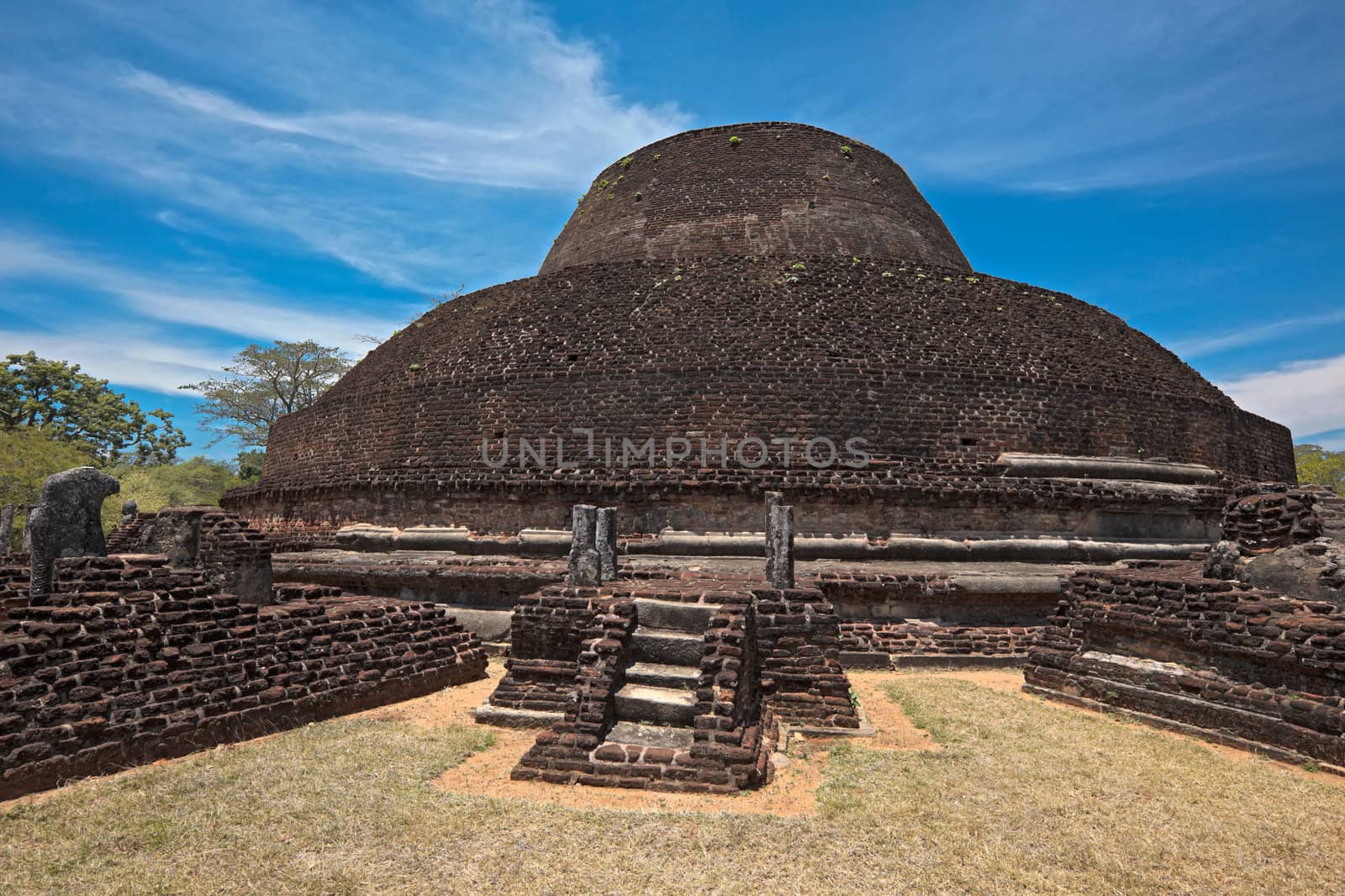 Ancient Buddhist dagoba (stupe) Pabula Vihara. Ancient city of Pollonaruwa, Sri Lanka