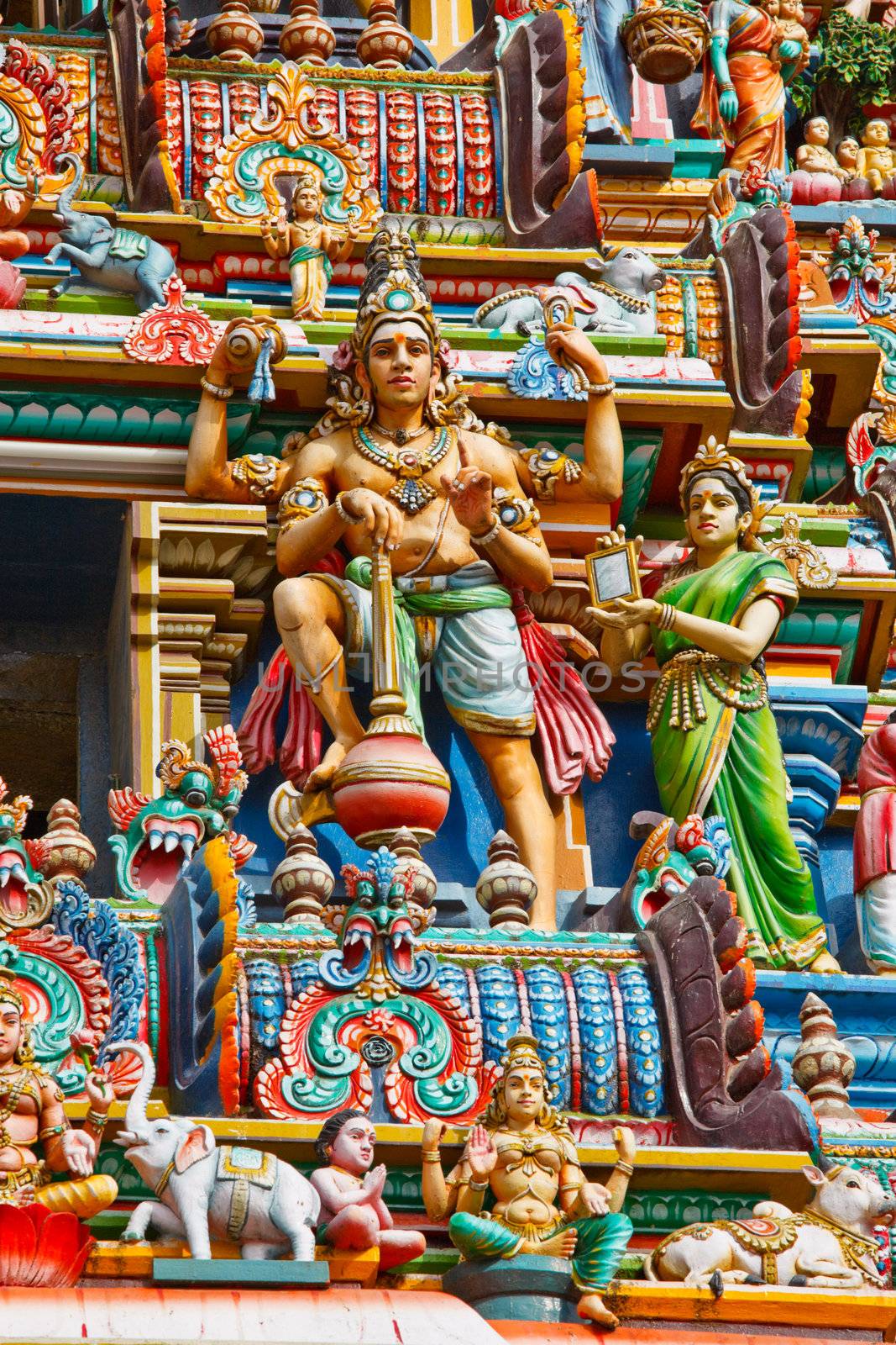 Gopuram (tower) of Hindu temple  Kapaleeshwarar., Chennai, Tamil Nadu, India