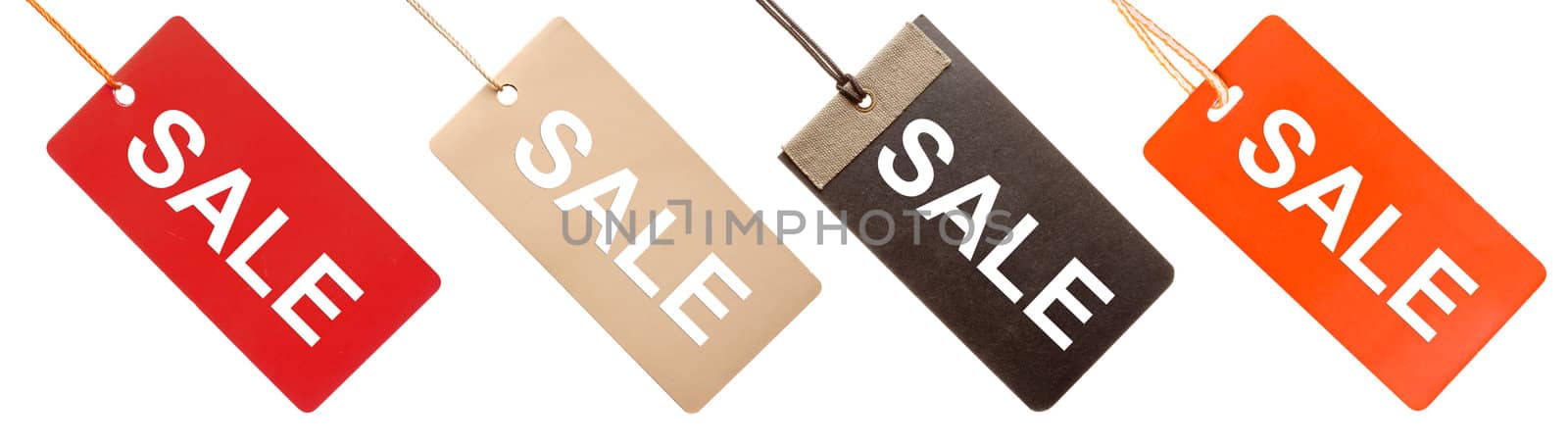 Set of paper tags with "Sale" written on them  isolated on white background