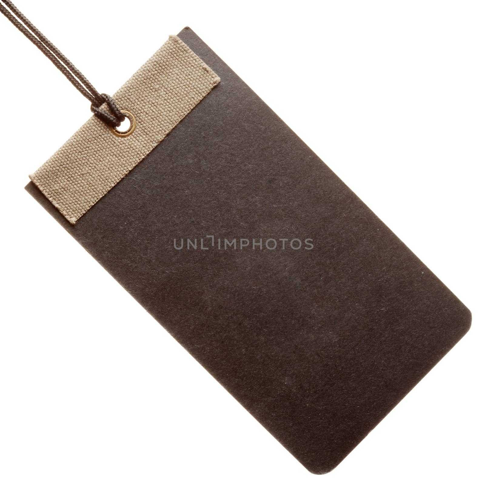 Black paper tag isolated on white background