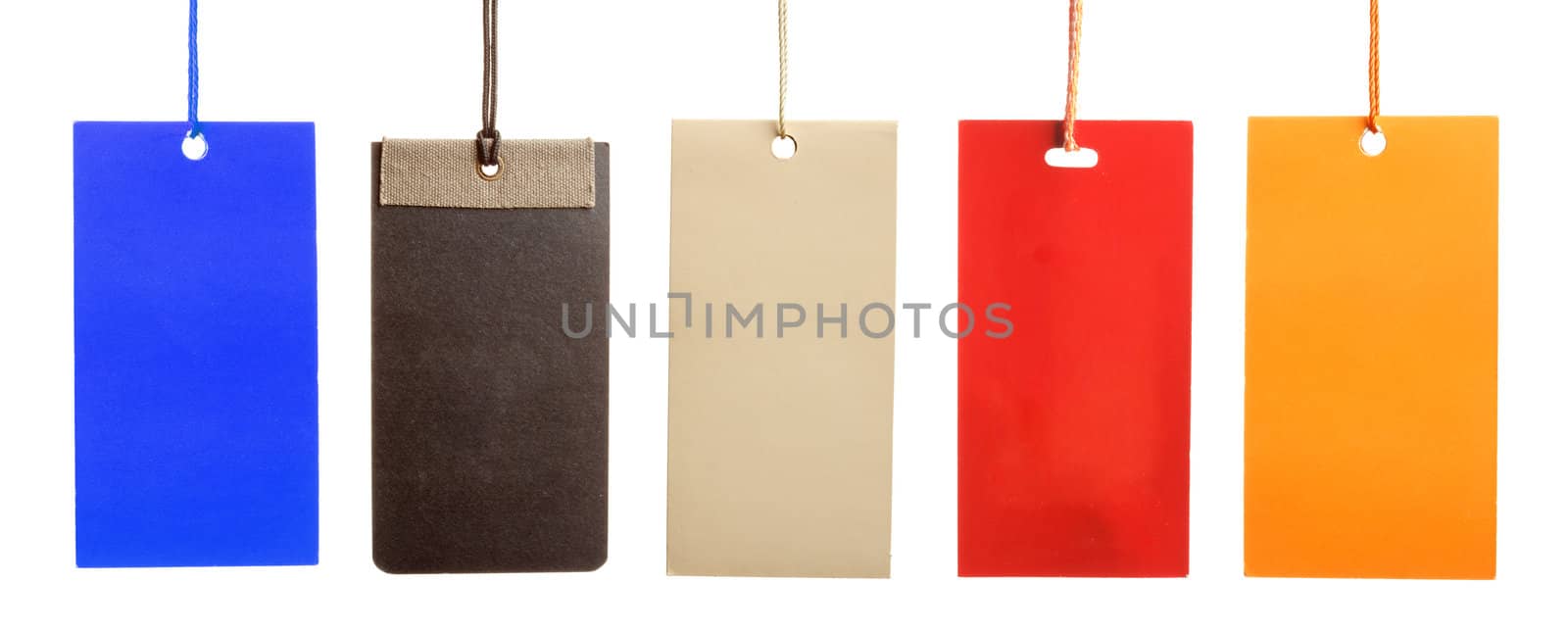 Set of colorful paper tags isolated on white background