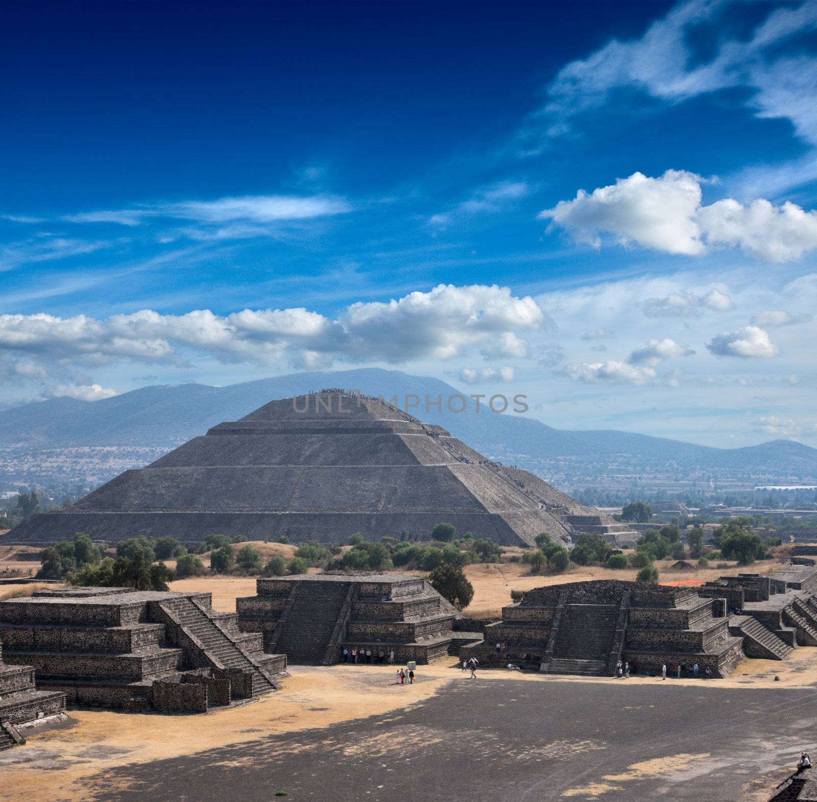 Pyramid of the Sun. Teotihuacan. Mexico. View from the Pyramid of the Moon.