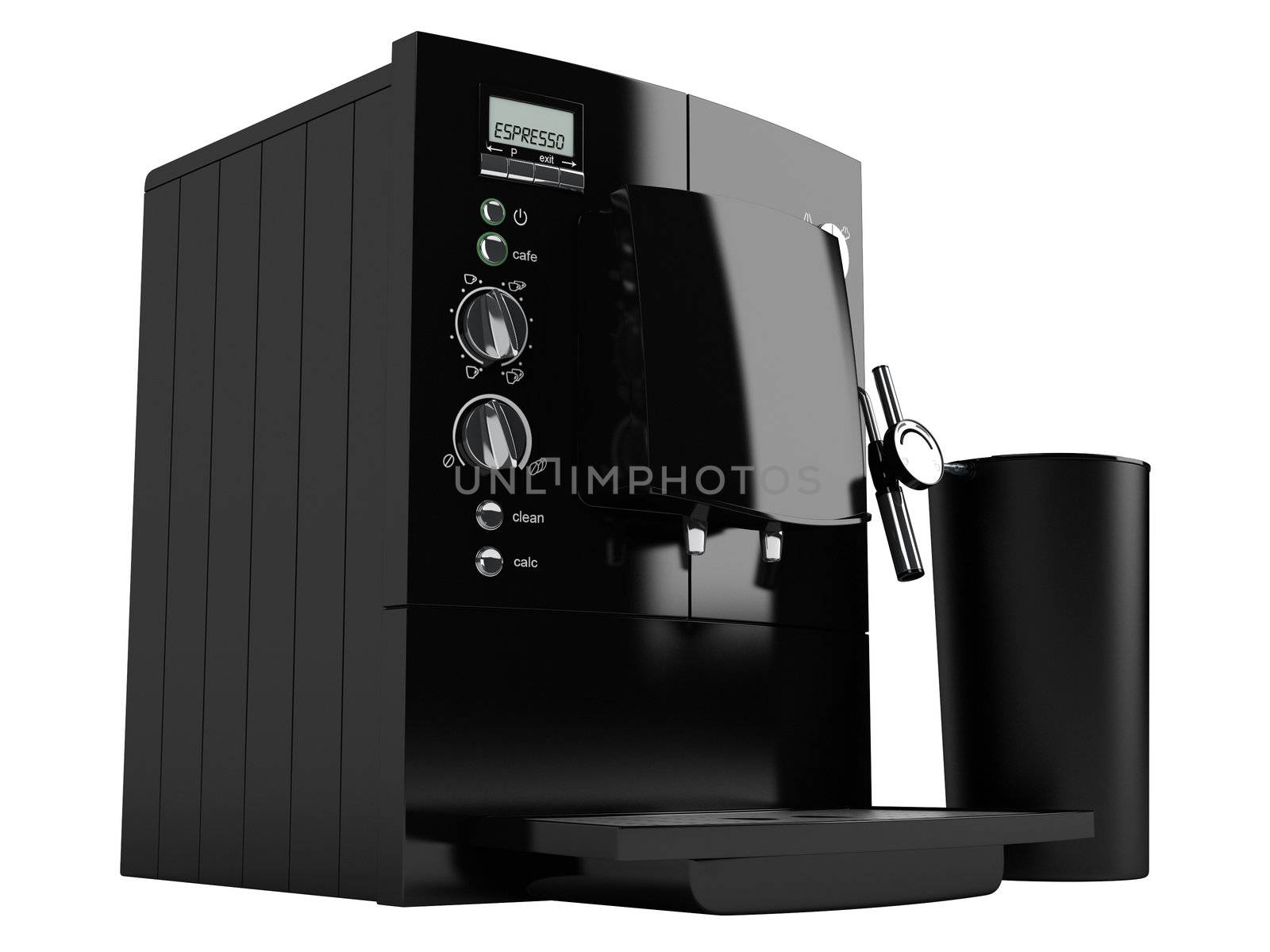 Black coffee machine isolated on white background