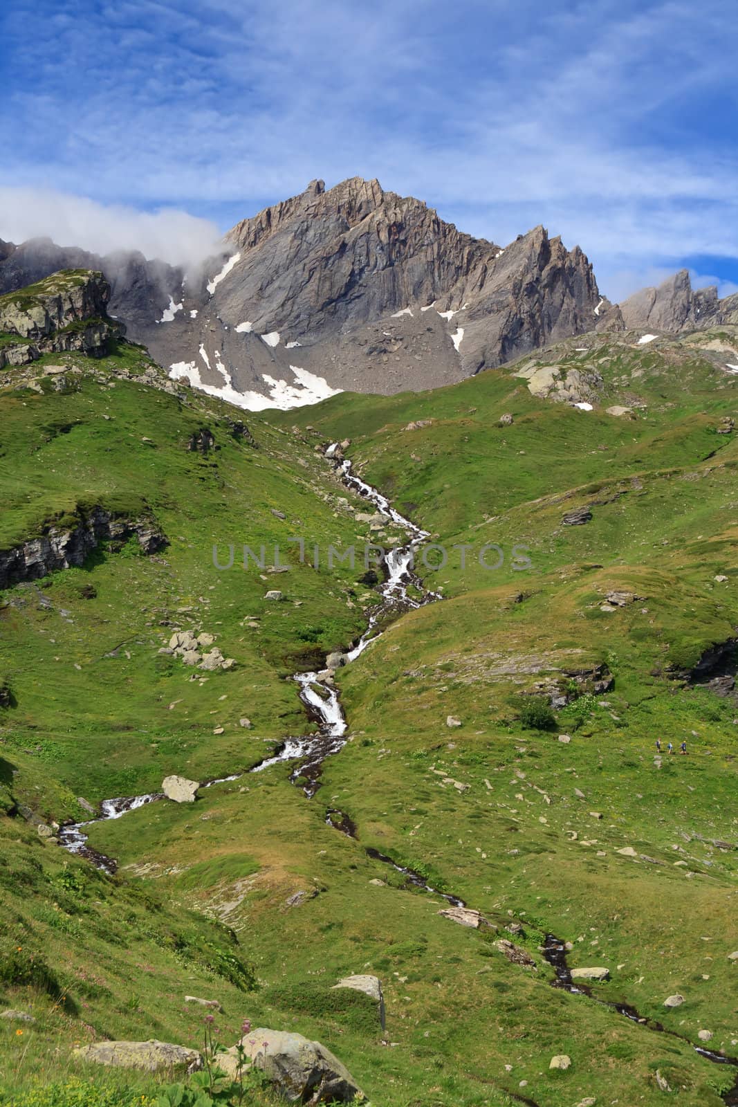 summer view of Italian Alps in Aosta Valley