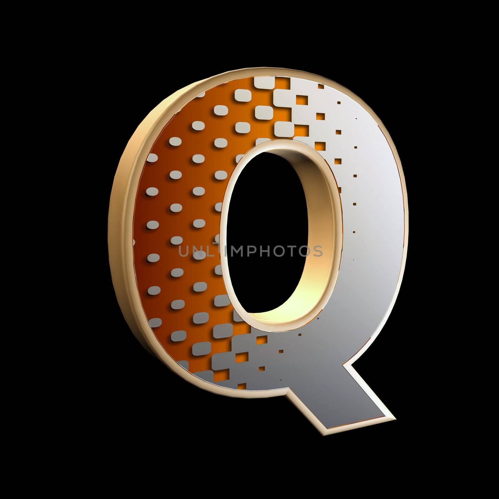 3d abstract letter with modern halftone pattern - Q by chrisroll