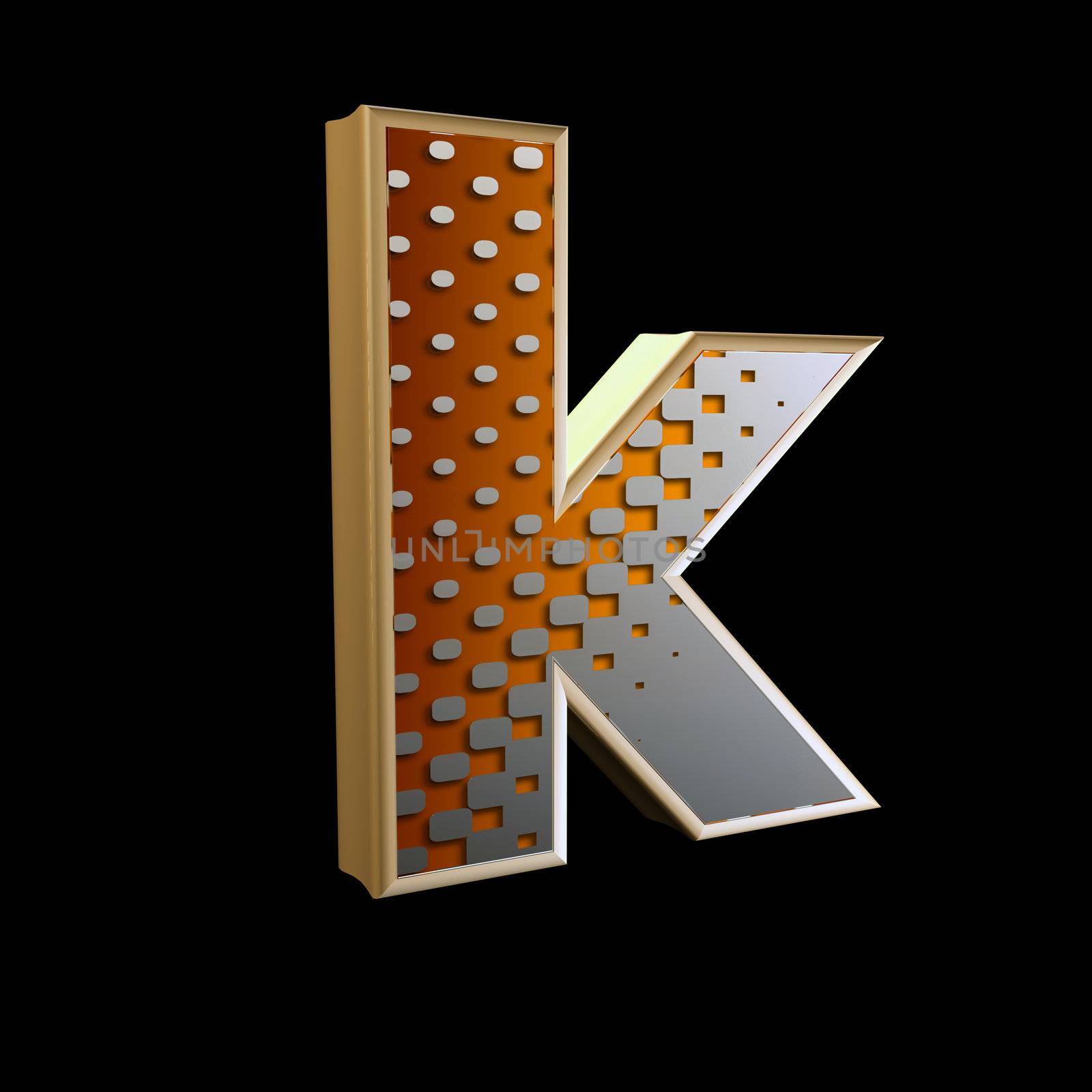abstract 3d letter with halftone texture - k