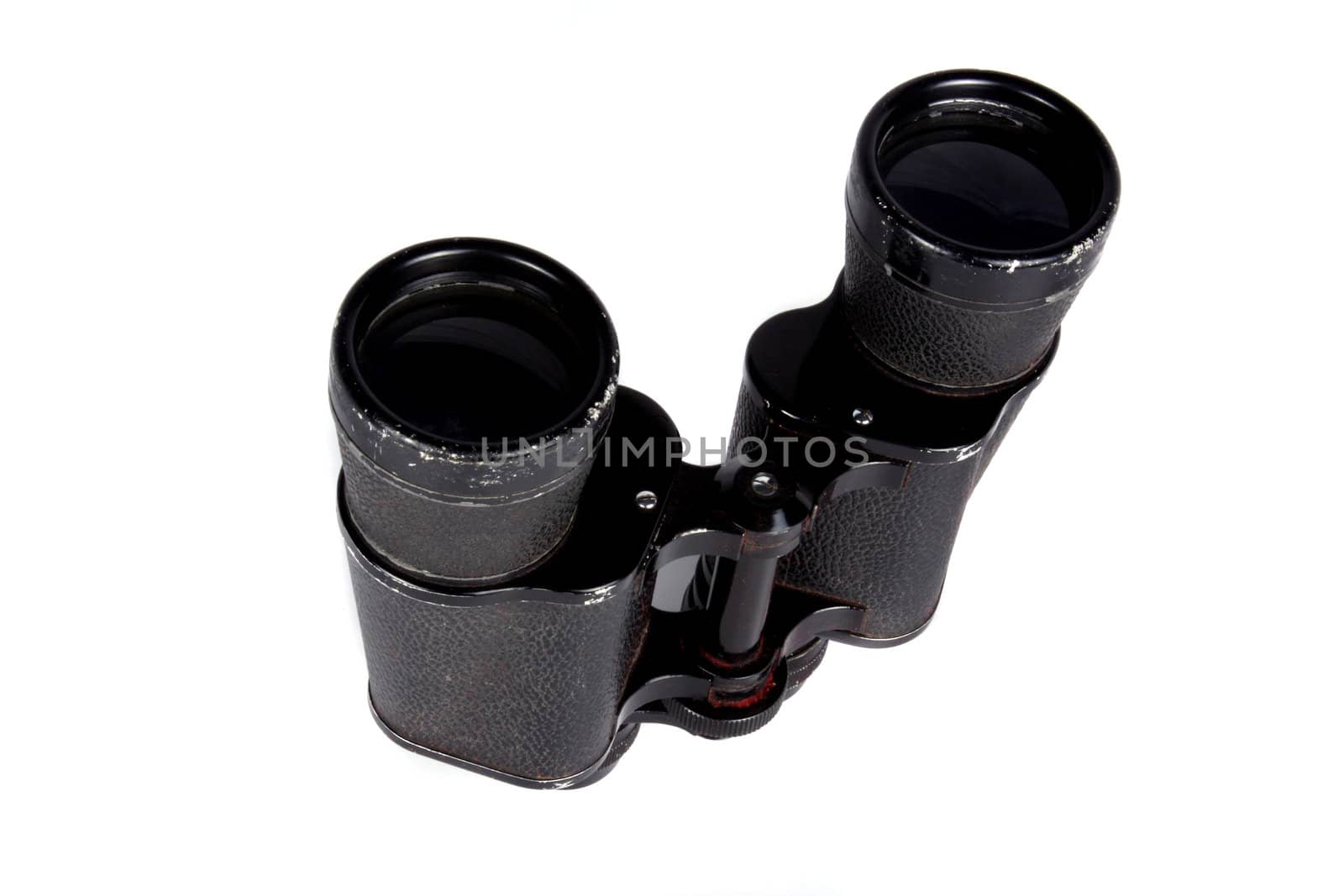 A set of vintage binoculars, isolated on white background.