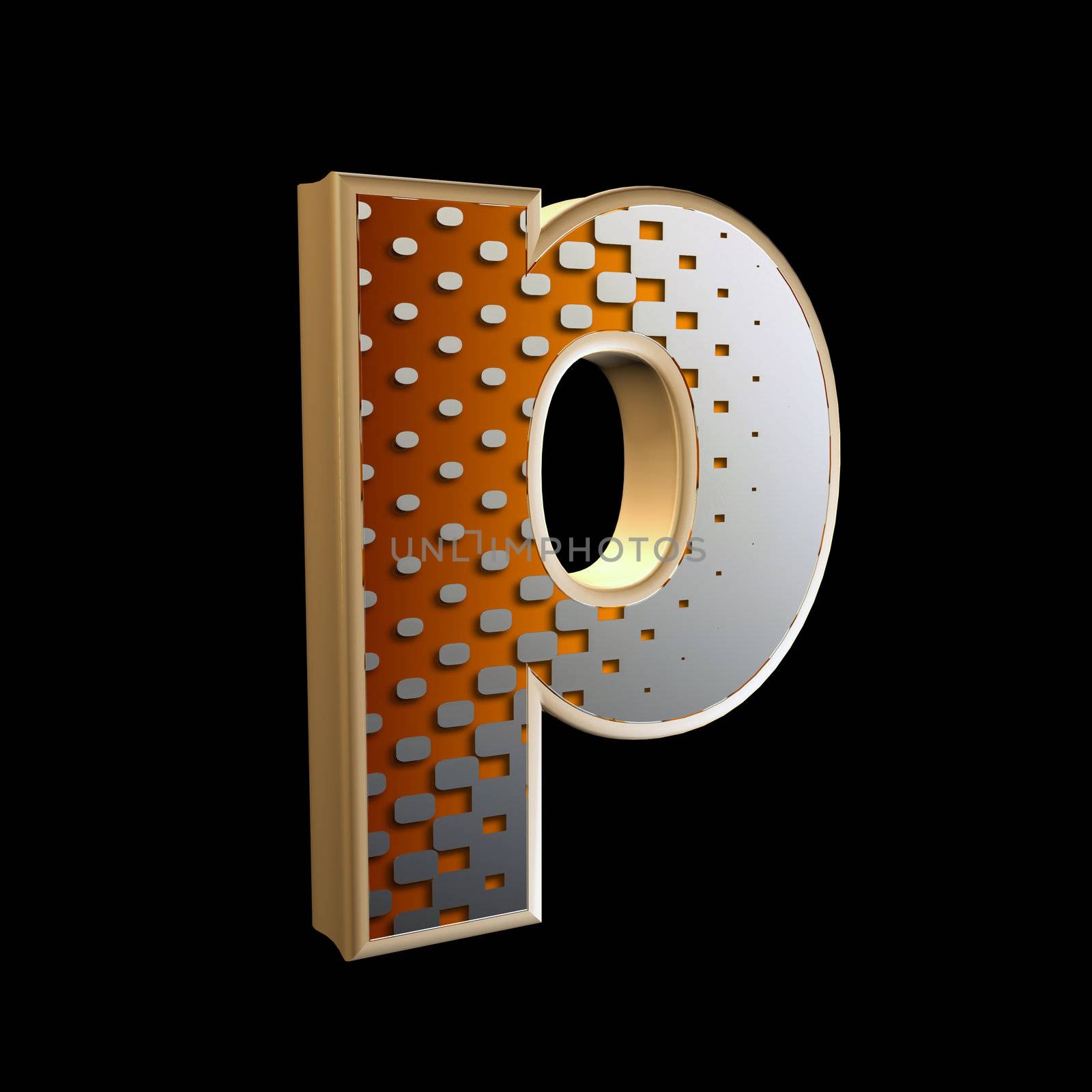 abstract 3d letter with halftone texture - p
