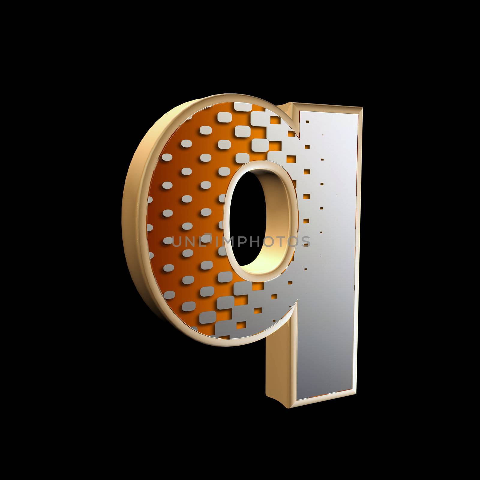 abstract 3d letter with halftone texture - q by chrisroll